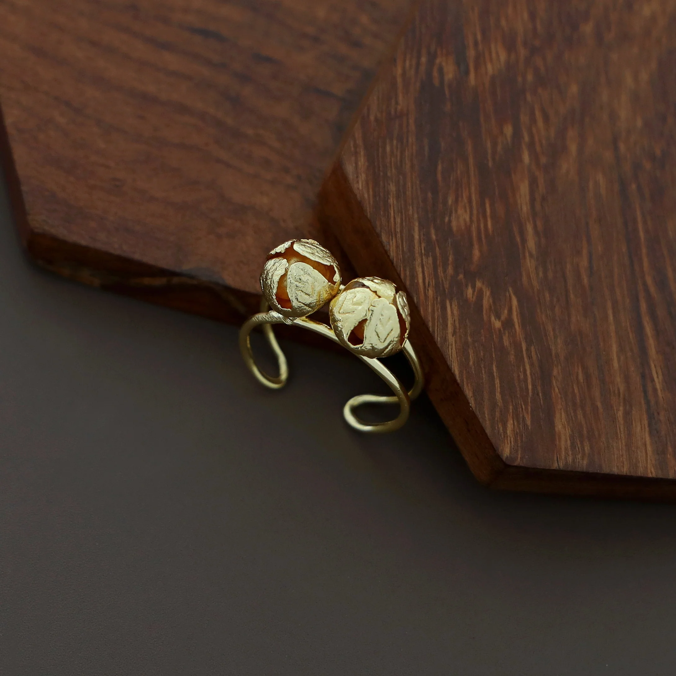 Annika Golden Ghungroo 2 Layer Ring - Image 3