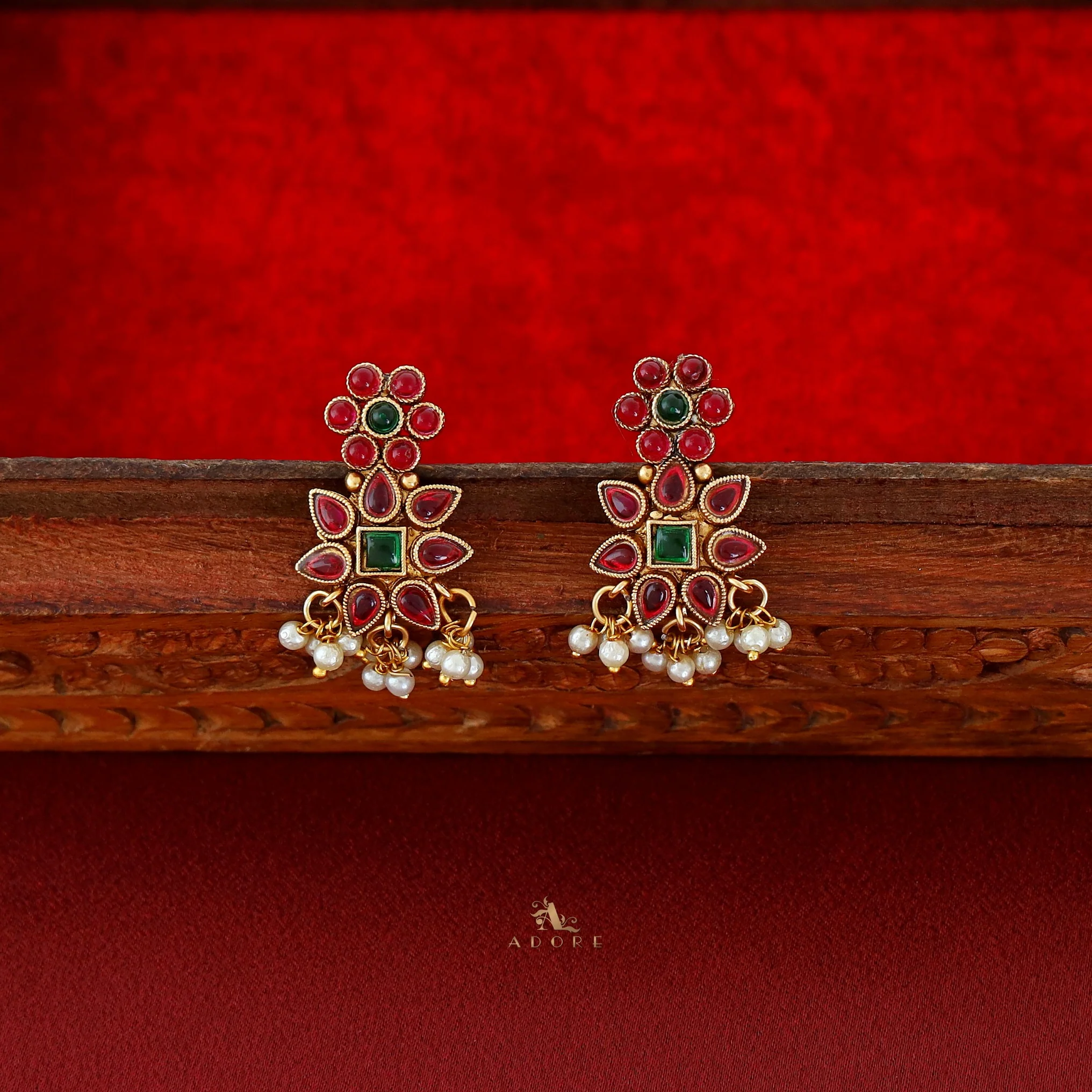 Aradhana Mango Pearl Long Neckpiece With Earring - Image 8