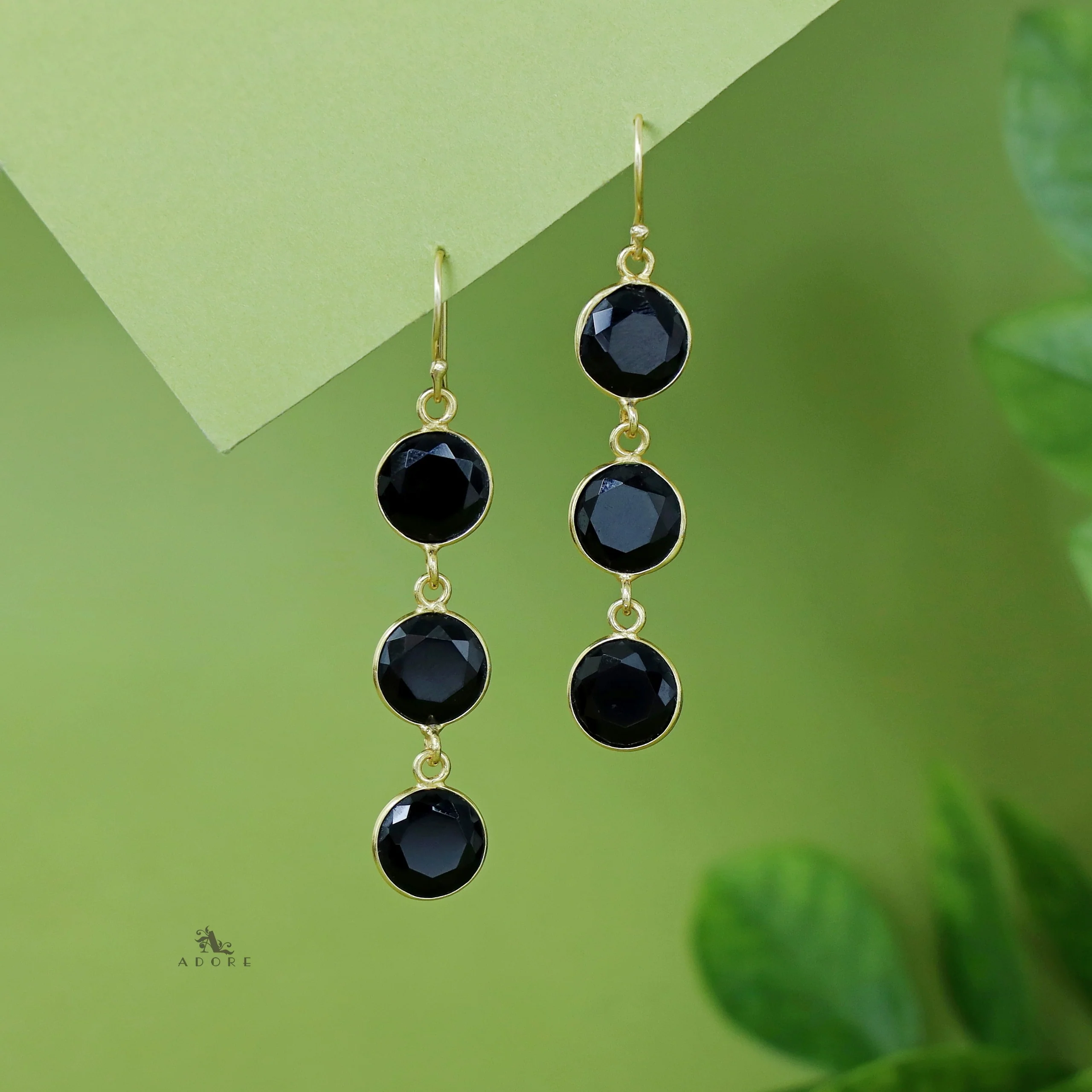 Ardra Tri Round Glossy Stone Drop - Image 10