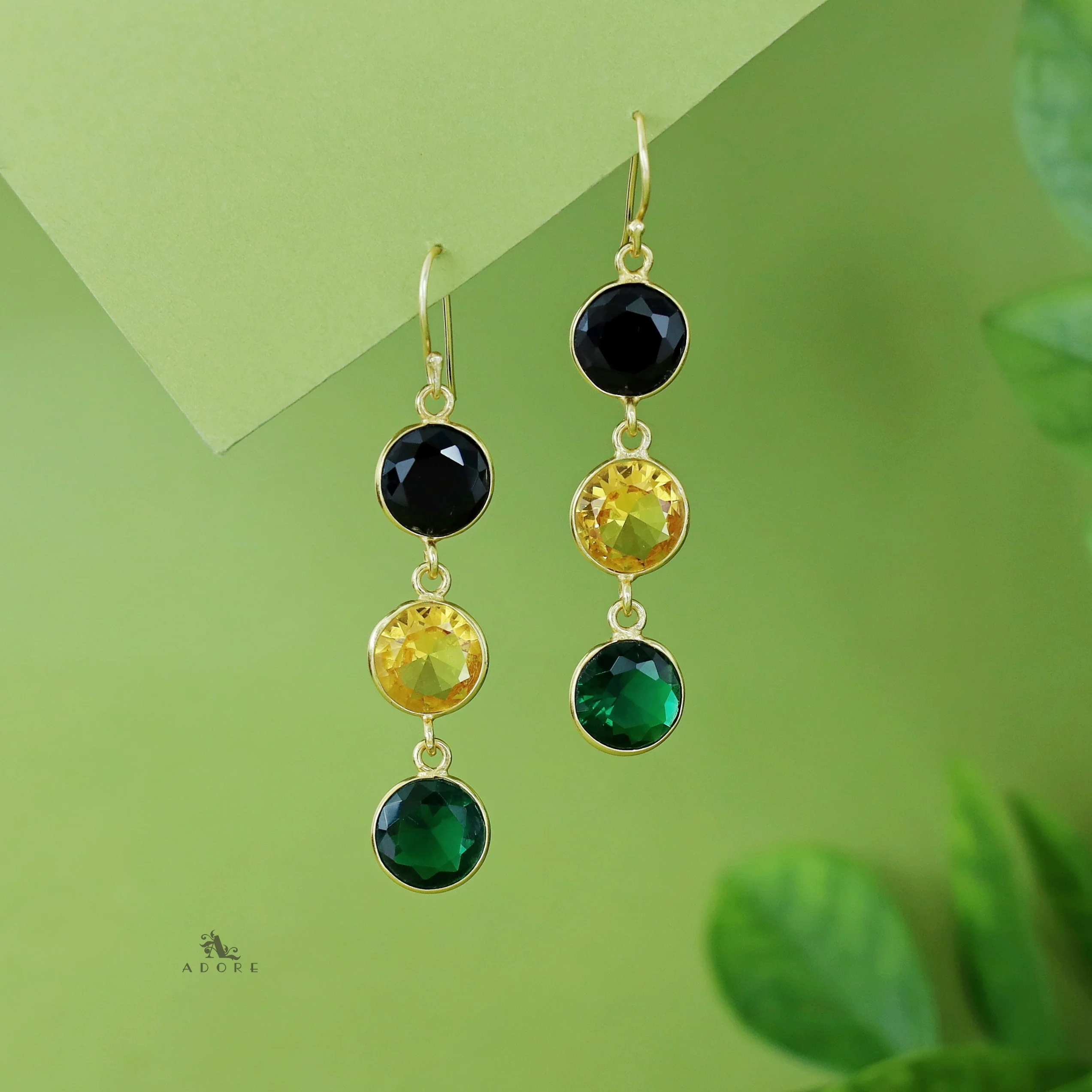 Ardra Tri Round Glossy Stone Drop - Image 11