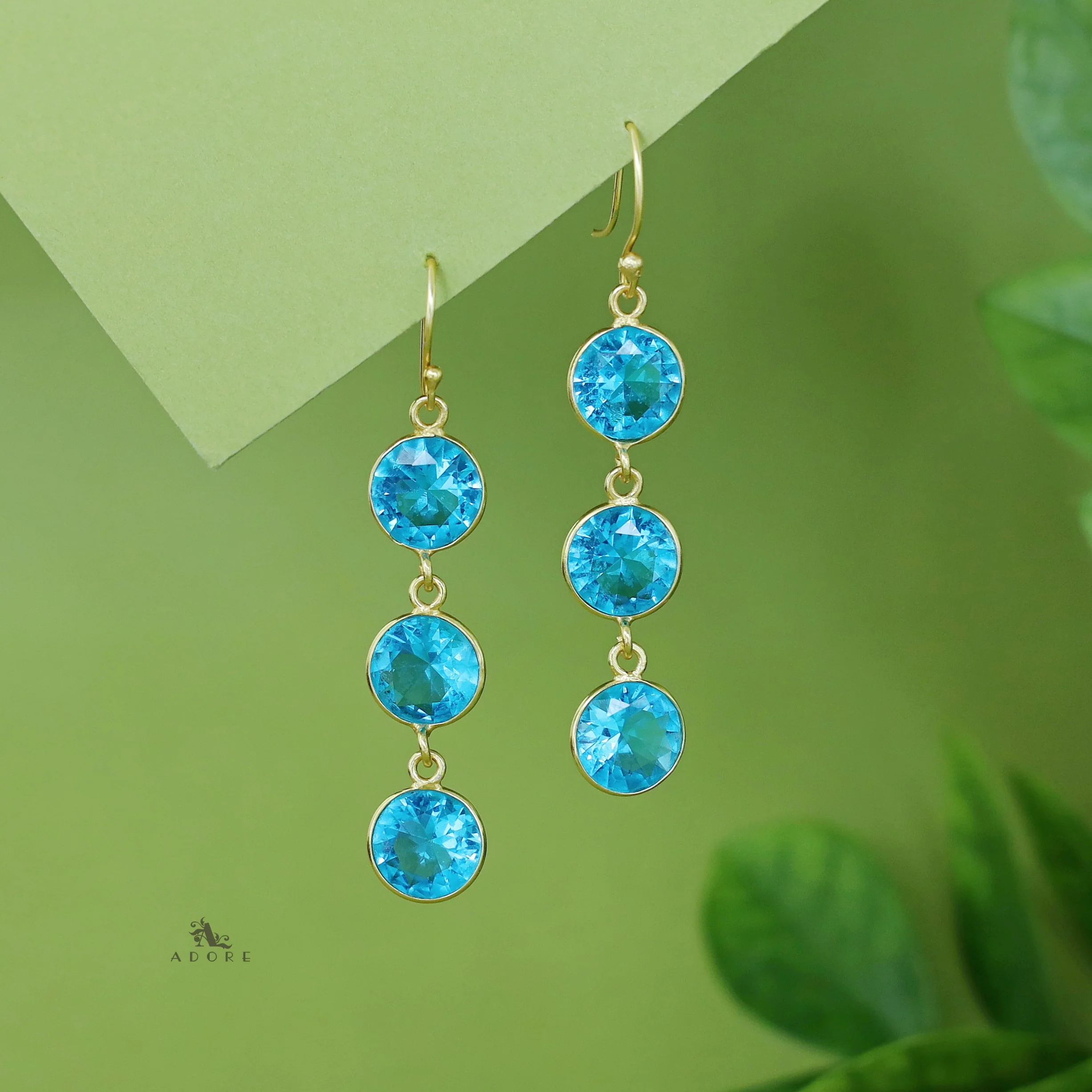 Ardra Tri Round Glossy Stone Drop - Image 12
