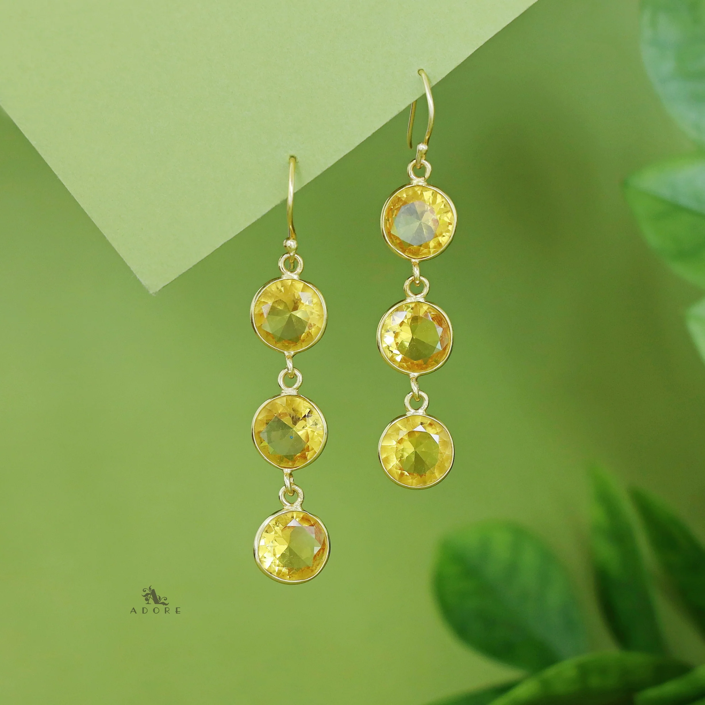 Ardra Tri Round Glossy Stone Drop - Image 13