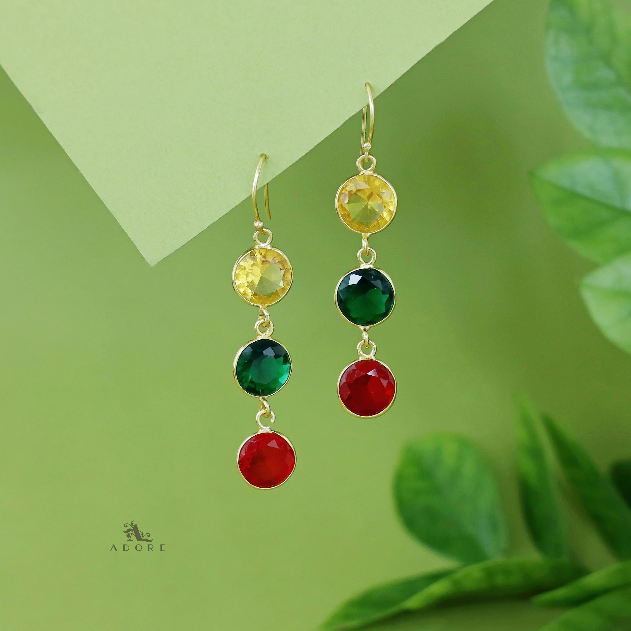 Ardra Tri Round Glossy Stone Drop - Image 14