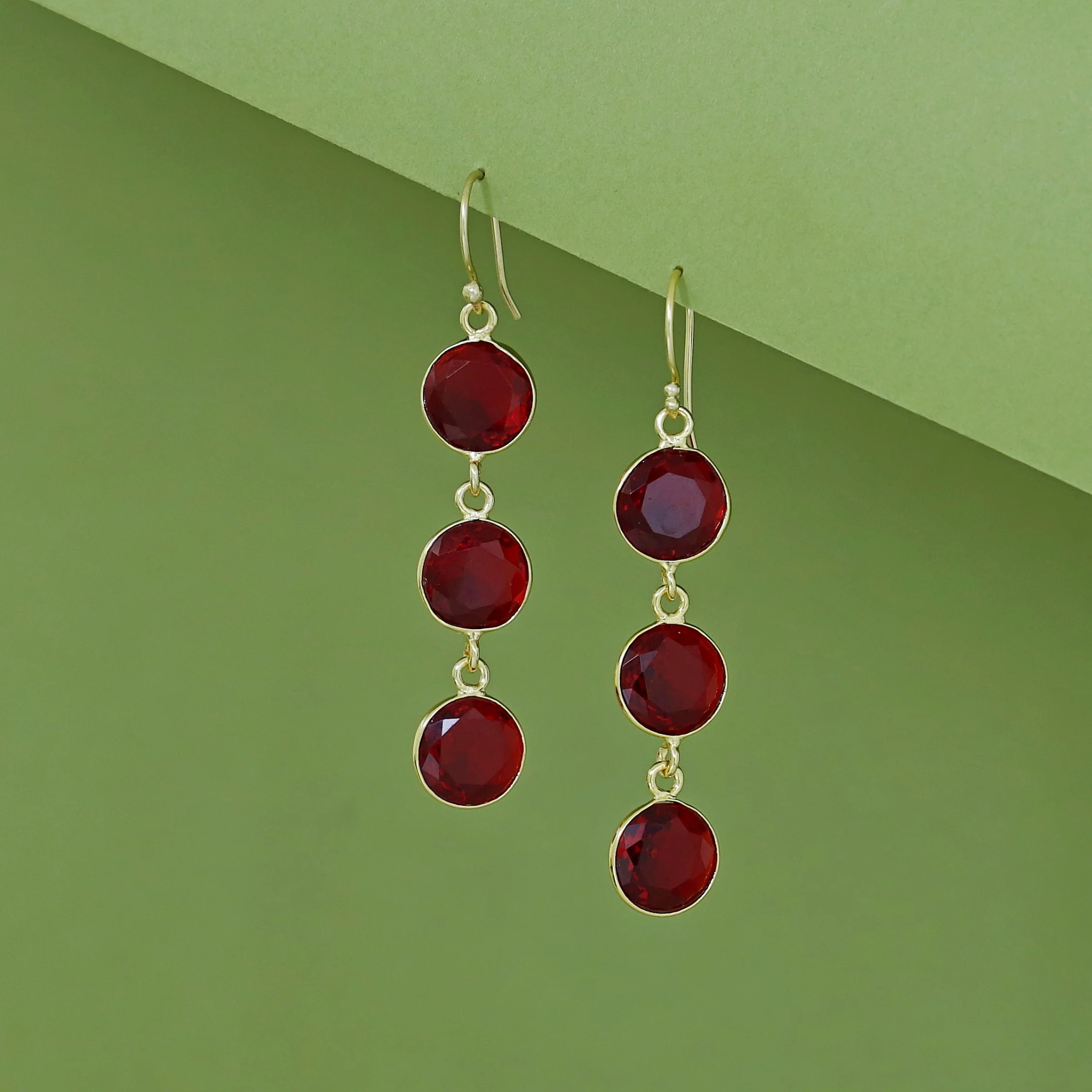 Ardra Tri Round Glossy Stone Drop - Image 3