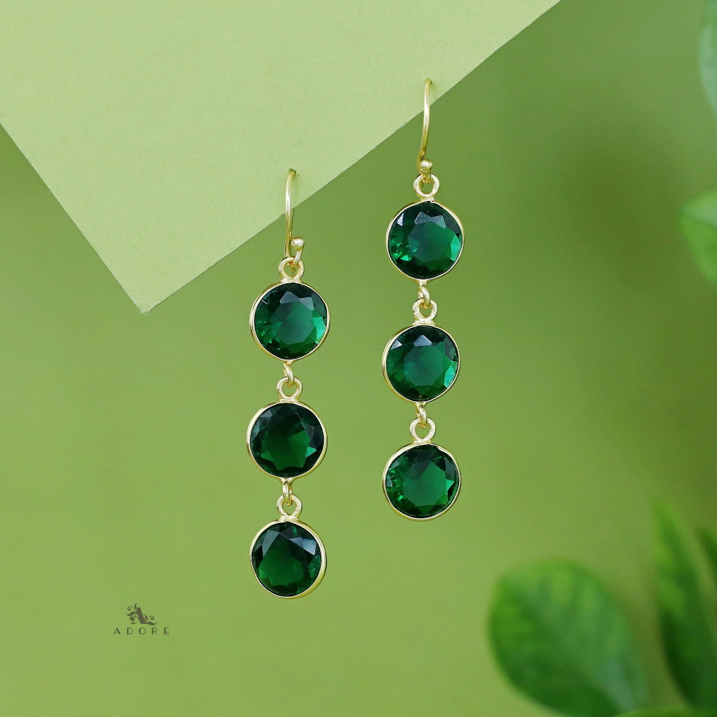 Ardra Tri Round Glossy Stone Drop - Image 4