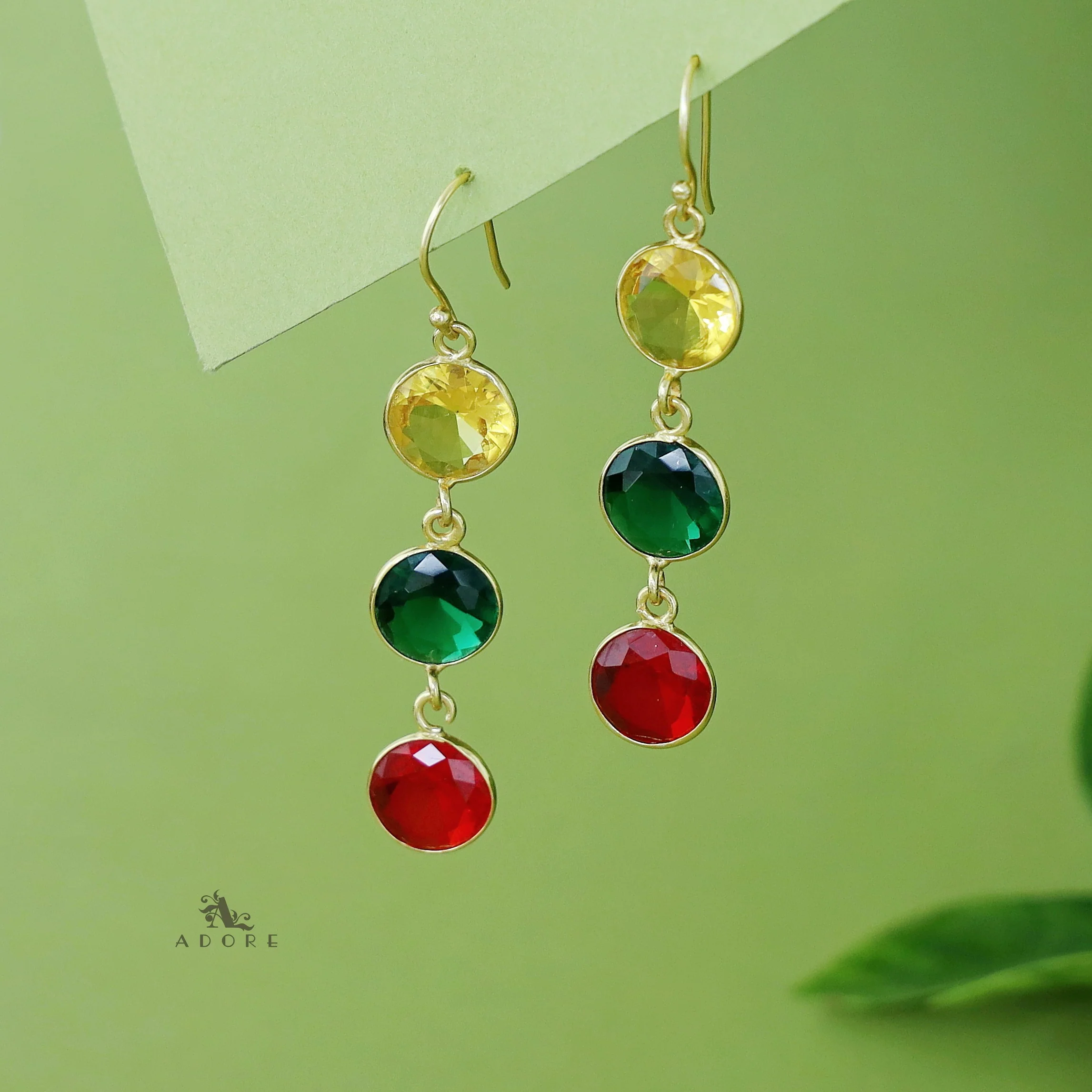 Ardra Tri Round Glossy Stone Drop - Image 5