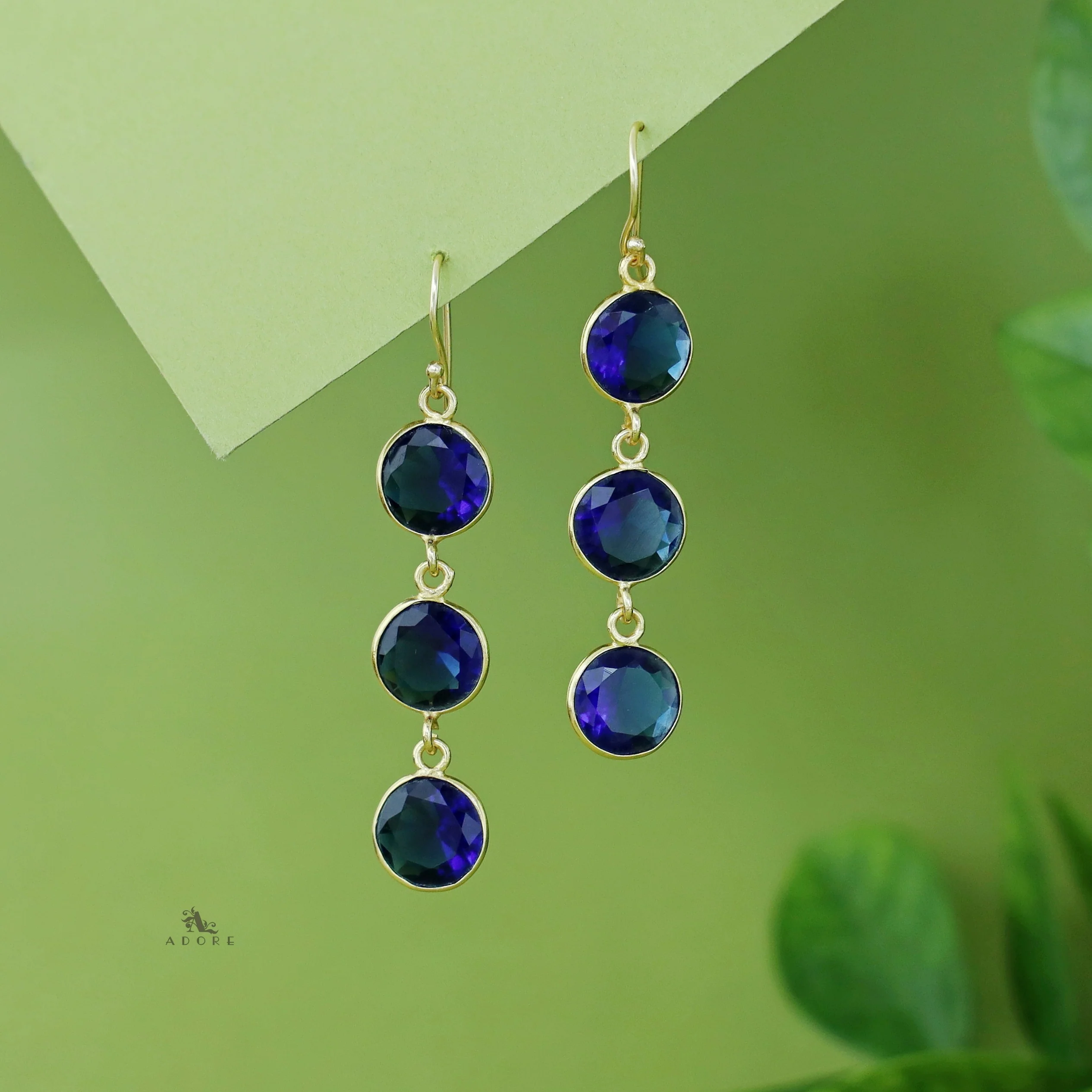 Ardra Tri Round Glossy Stone Drop - Image 7