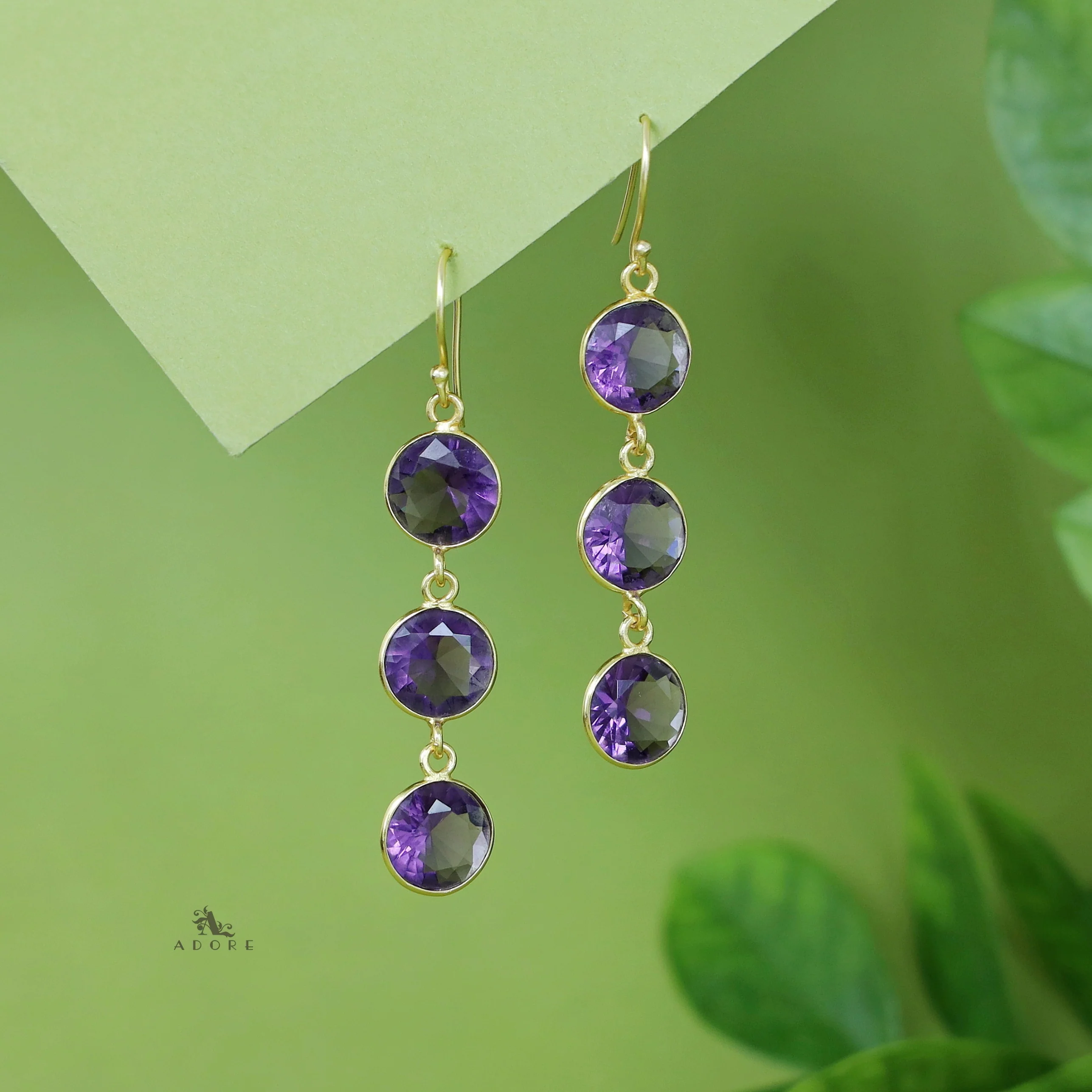Ardra Tri Round Glossy Stone Drop - Image 9