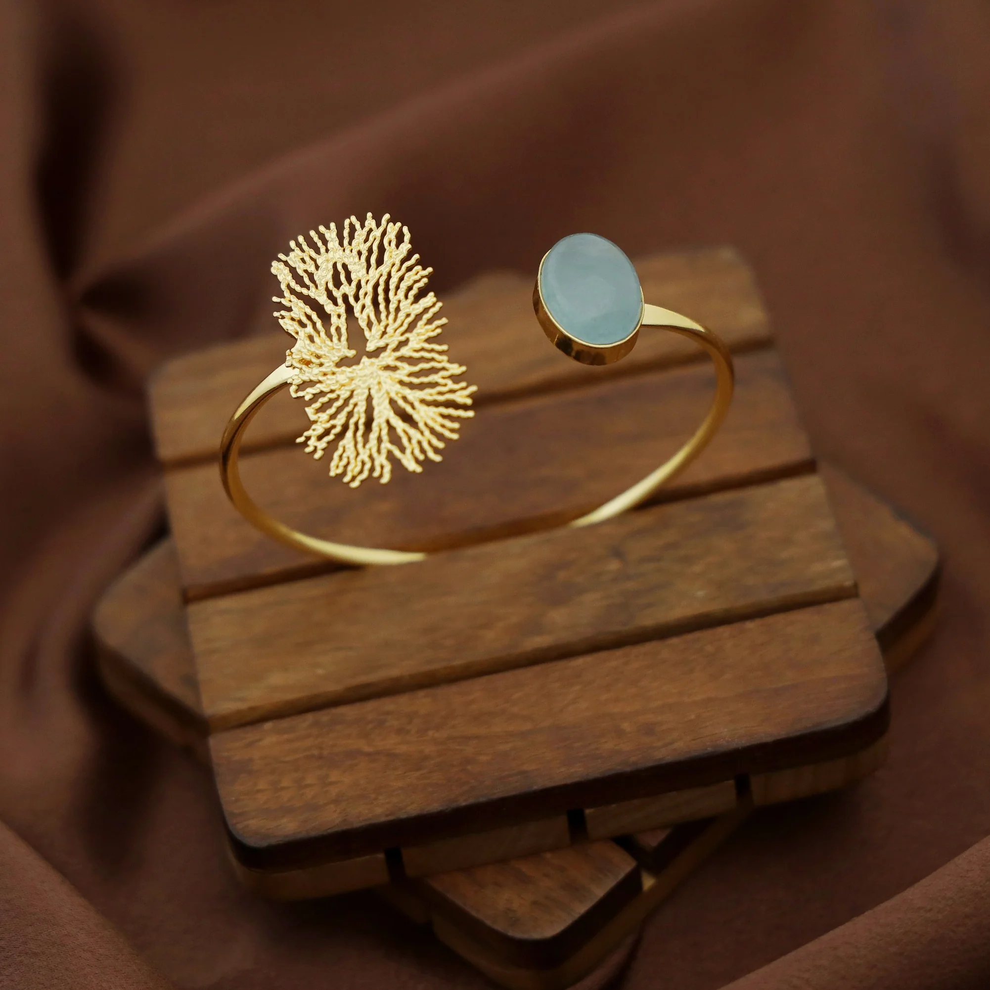 Arista Golden Roosta Oval Natural Stone Bangle - Image 5