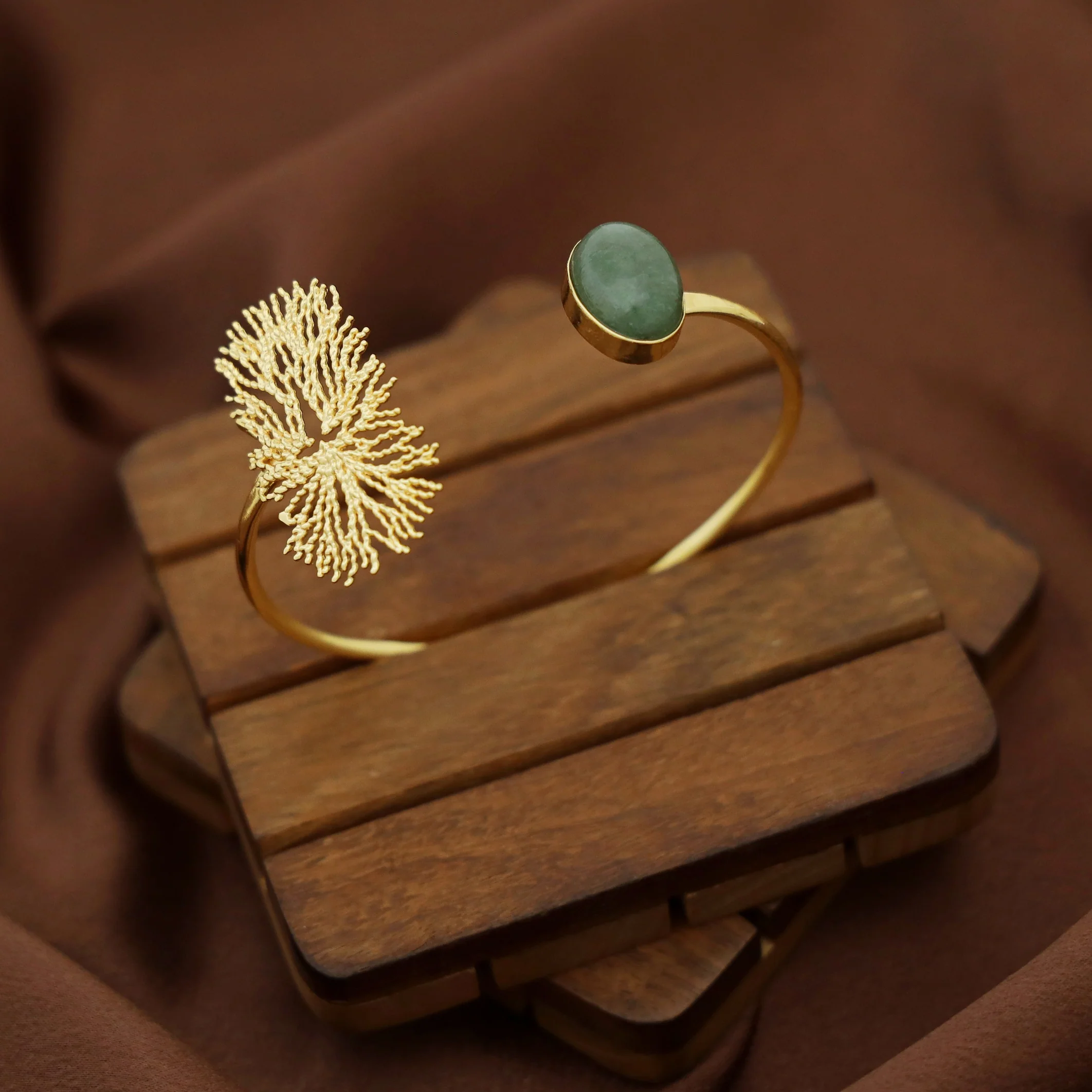 Arista Golden Roosta Oval Natural Stone Bangle - Image 6