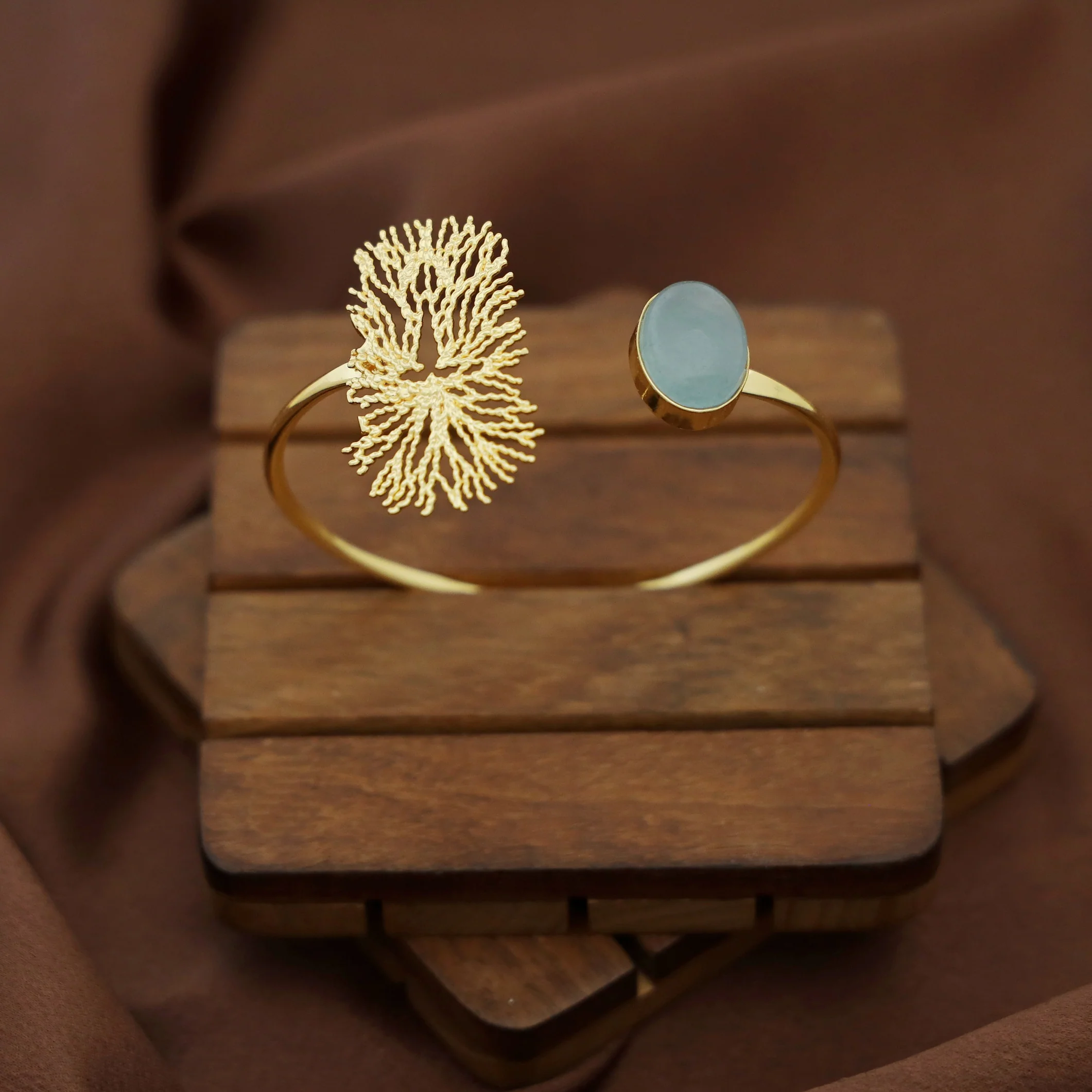 Arista Golden Roosta Oval Natural Stone Bangle - Image 8