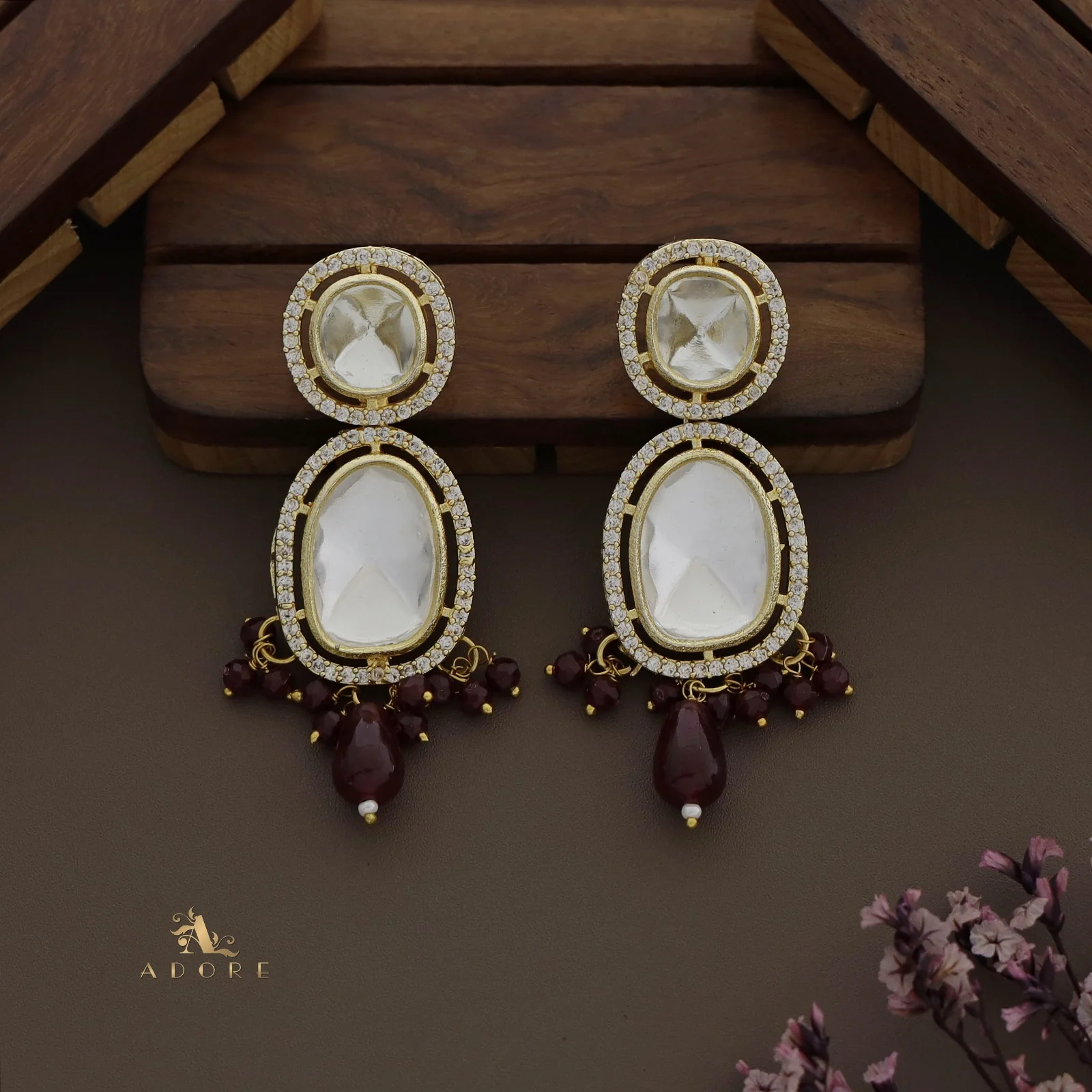 Arohi Polki Kundan Neckpiece With Earring - Image 5
