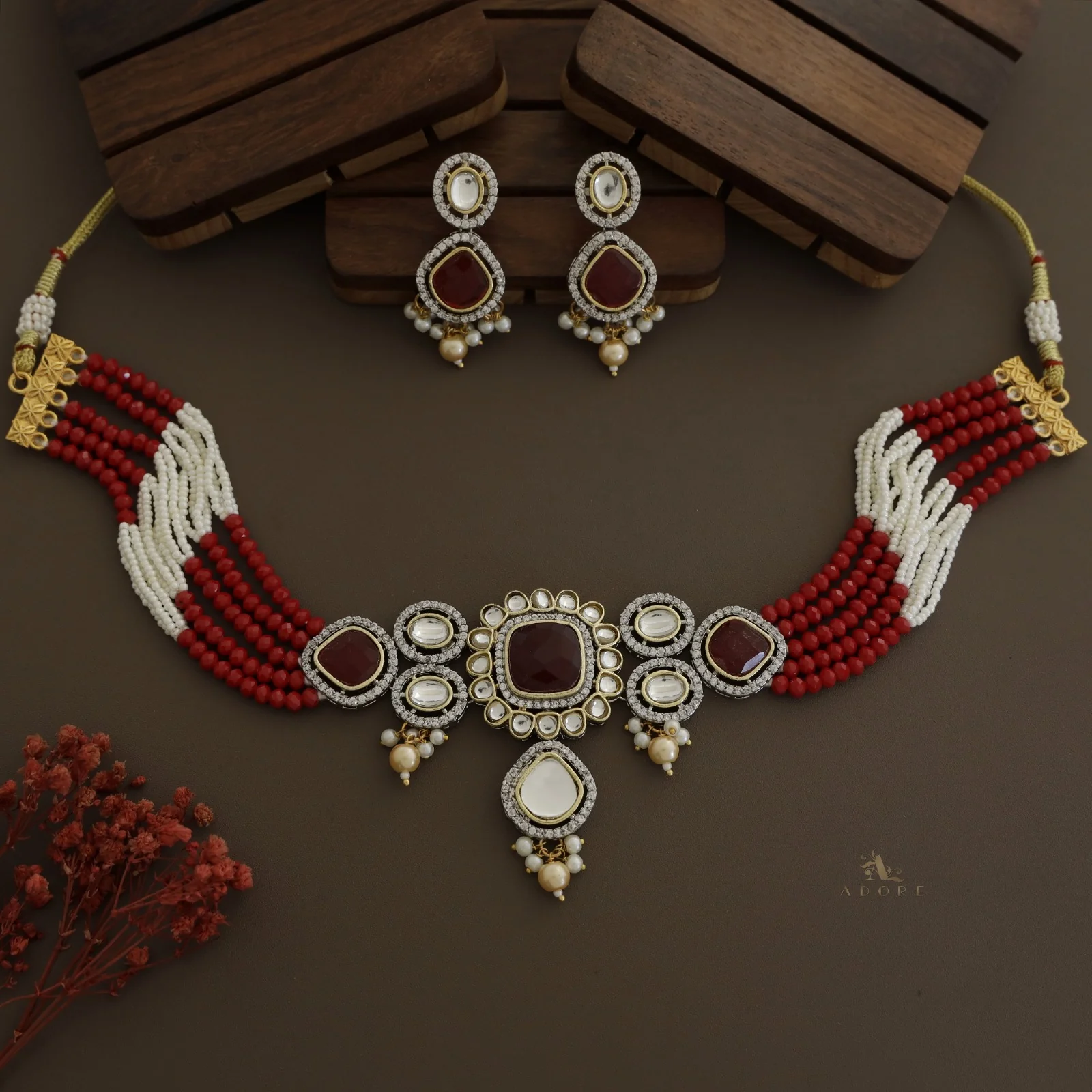 Aroosa Kundan Choker With Earring - Image 12