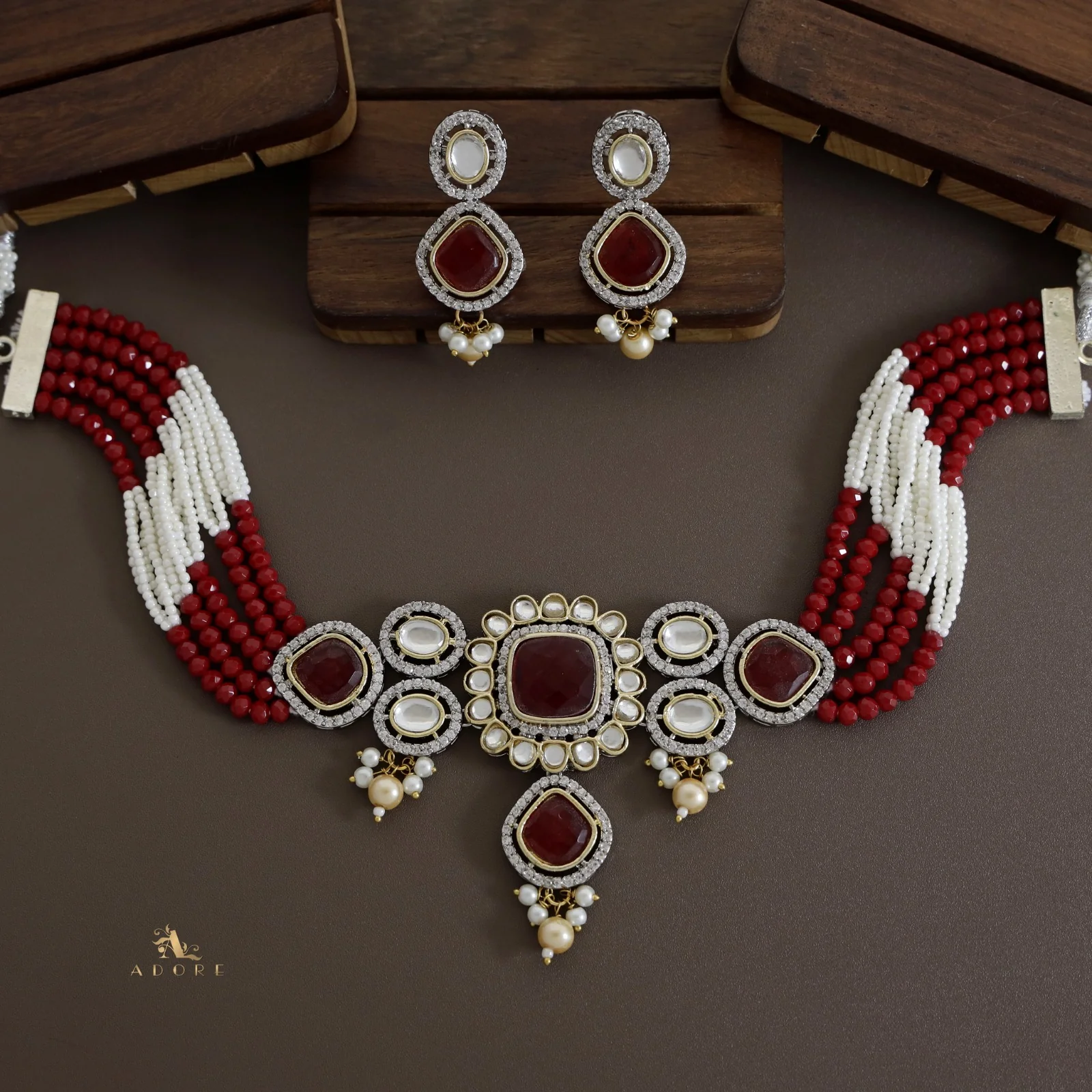 Aroosa Kundan Choker With Earring - Image 13