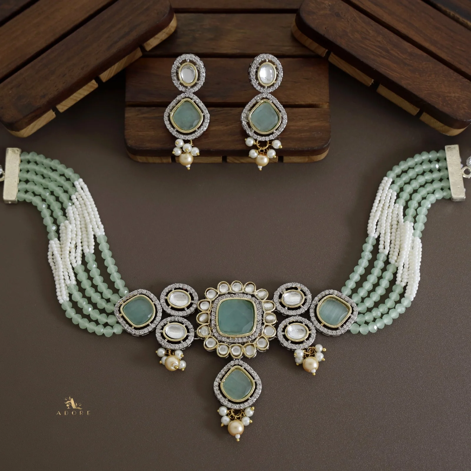 Aroosa Kundan Choker With Earring - Image 14