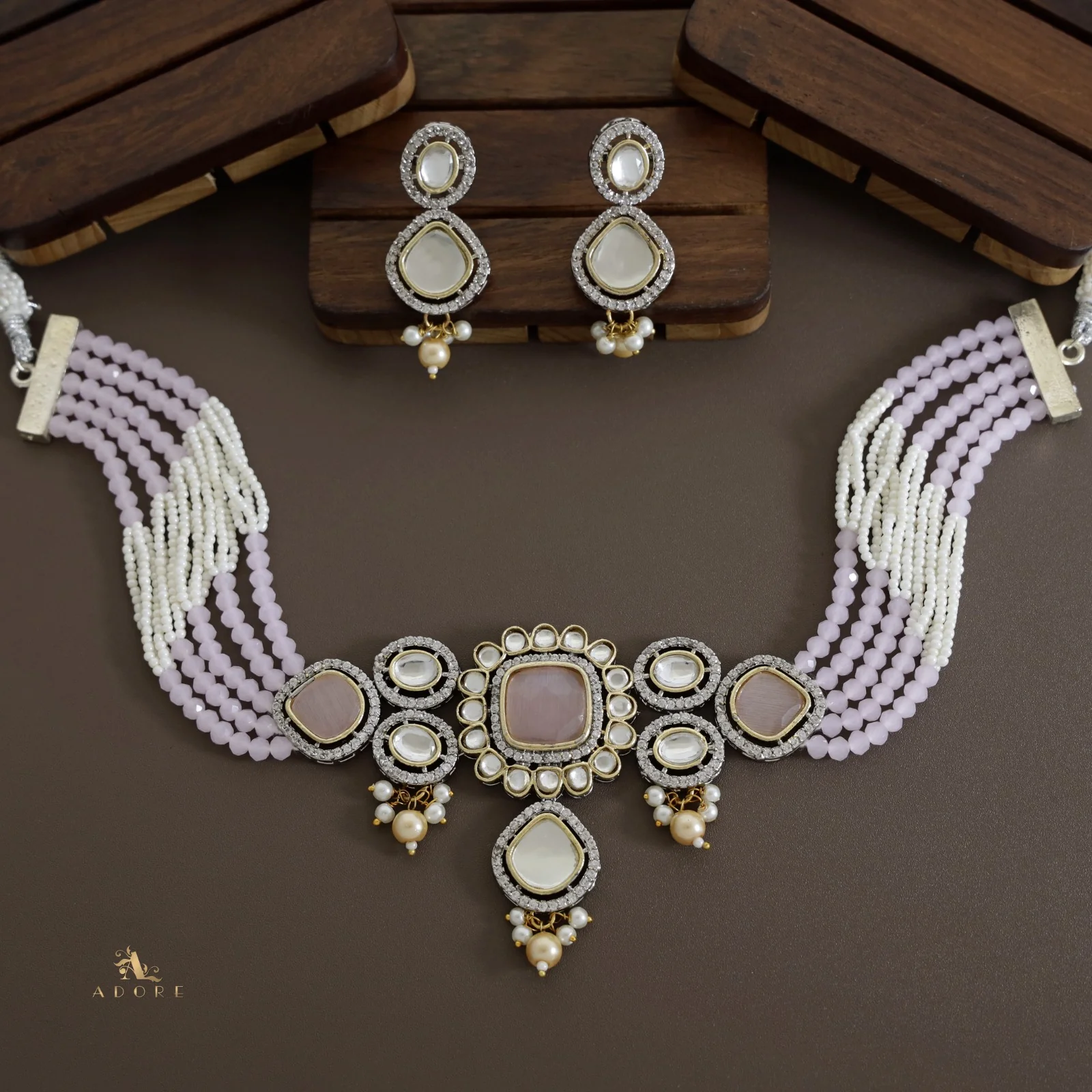 Aroosa Kundan Choker With Earring - Image 17