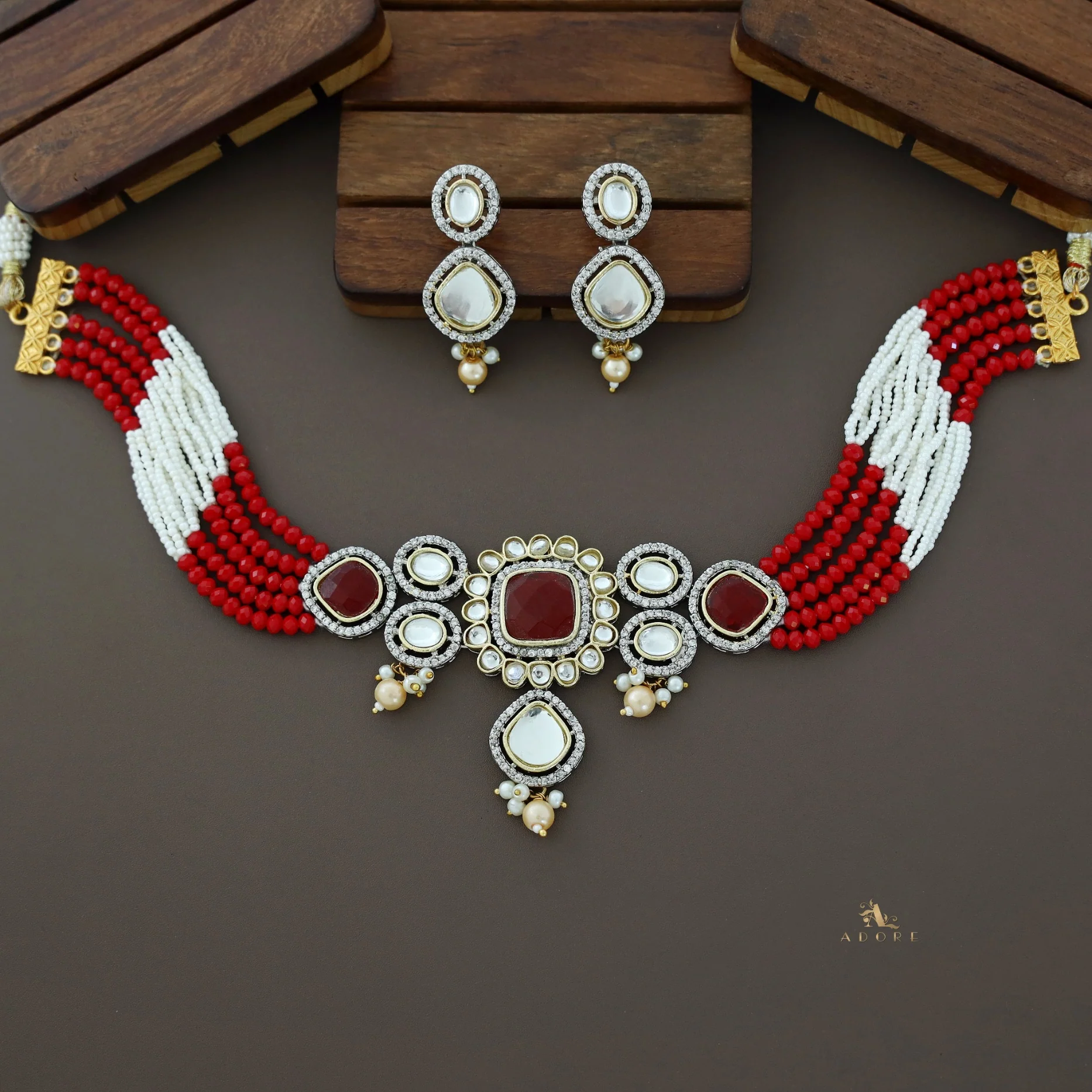 Aroosa Kundan Choker With Earring - Image 20