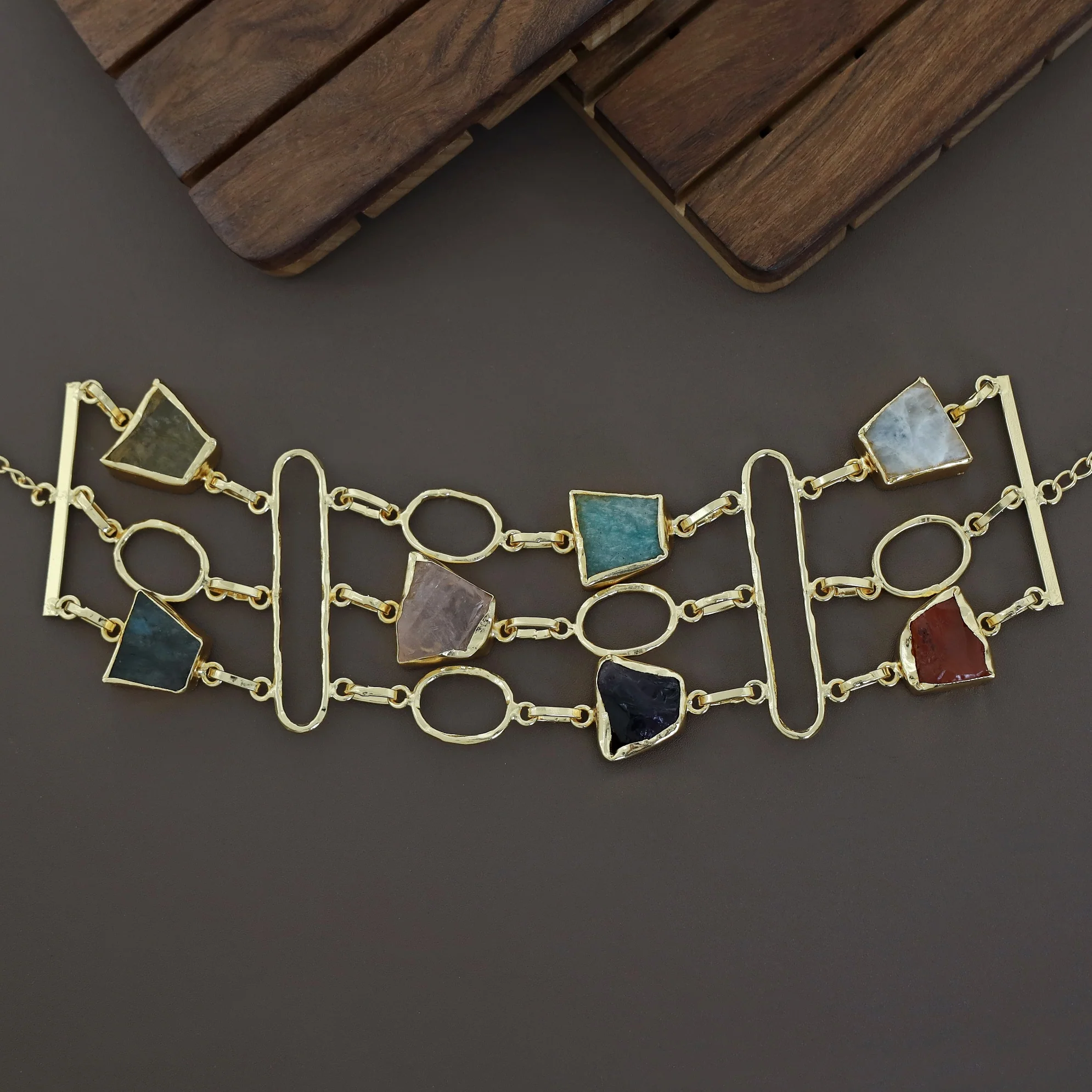 Fiona 3 Layer Raw Stone Choker - Image 3
