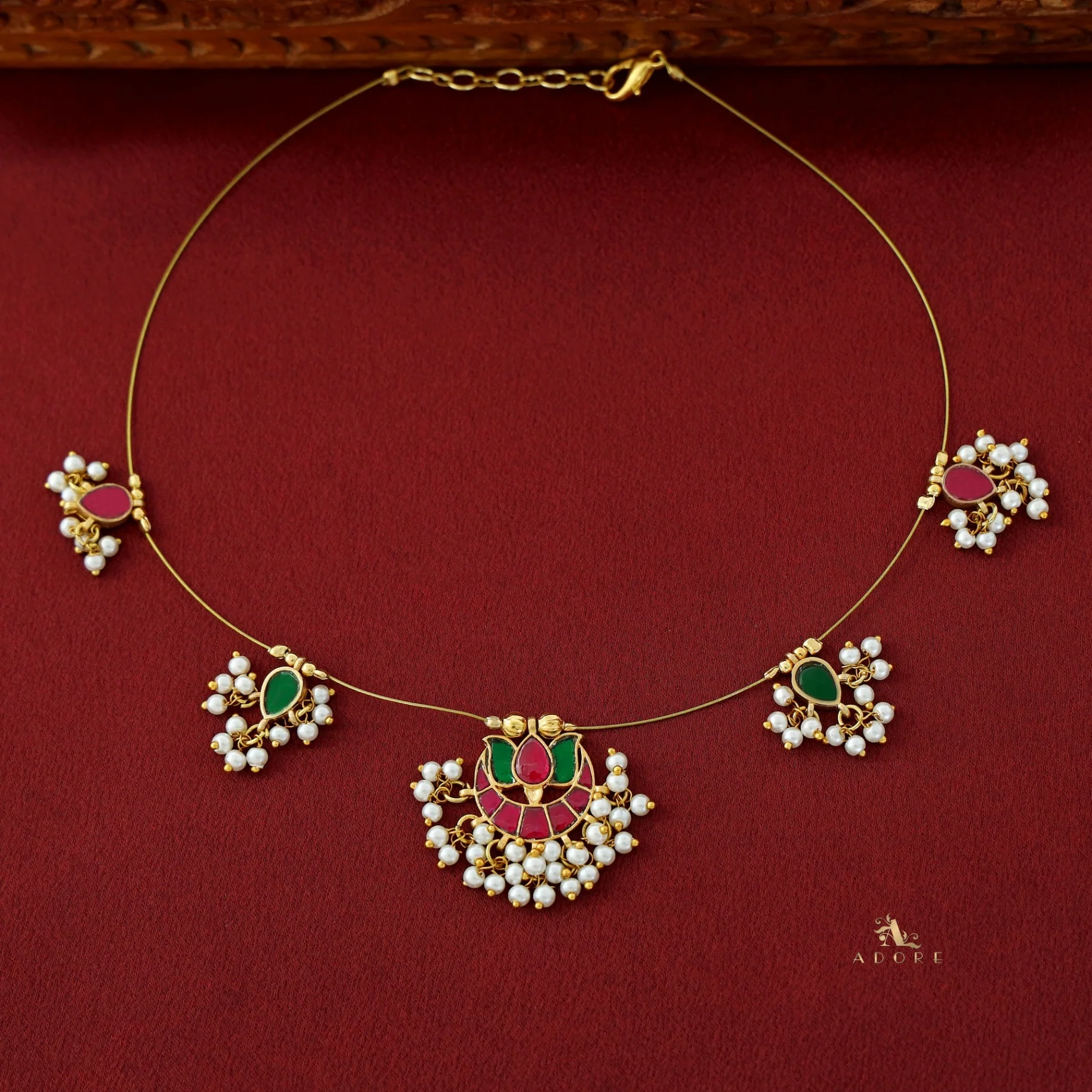 Arushi Lotus Pearl String Neckpiece - Image 10