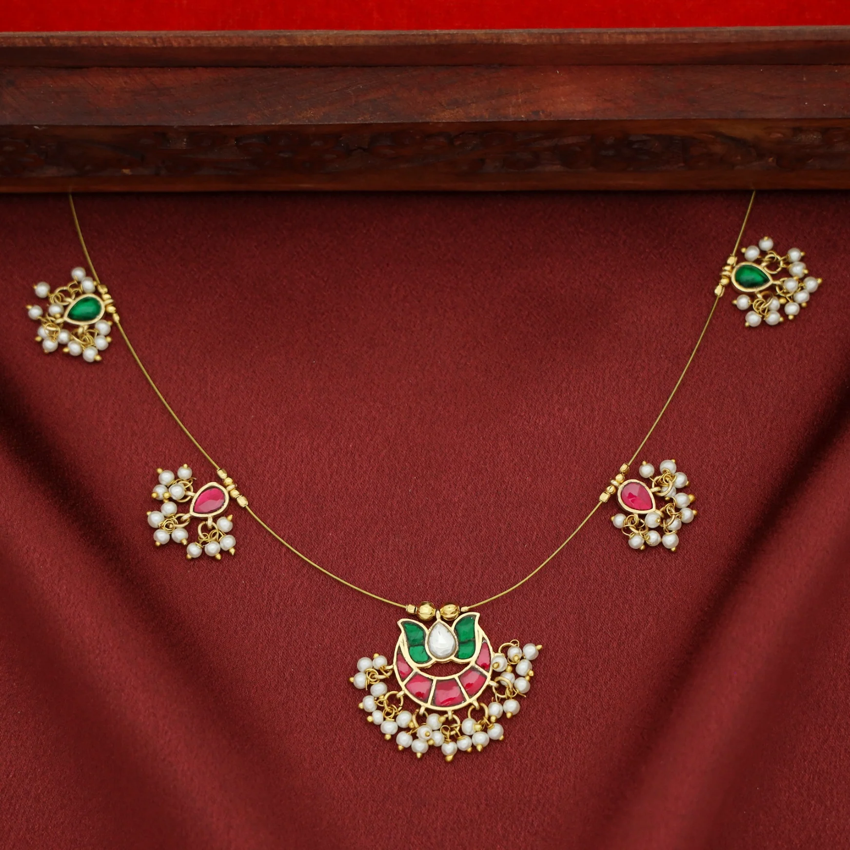 Arushi Lotus Pearl String Neckpiece - Image 2