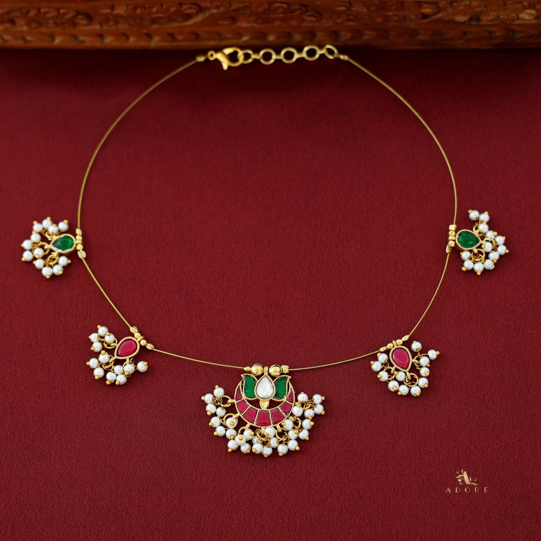 Arushi Lotus Pearl String Neckpiece - Image 3