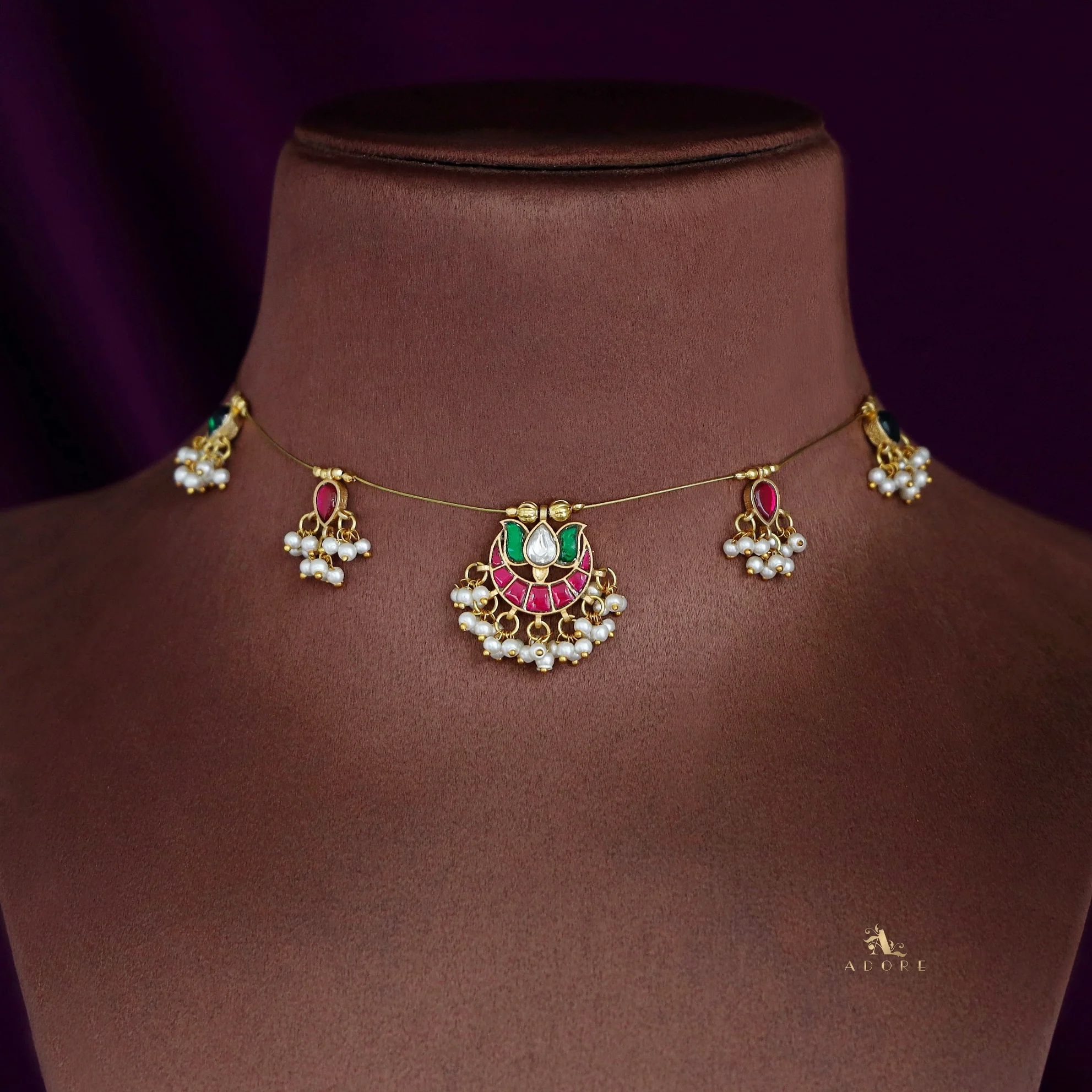 Arushi Lotus Pearl String Neckpiece - Image 4