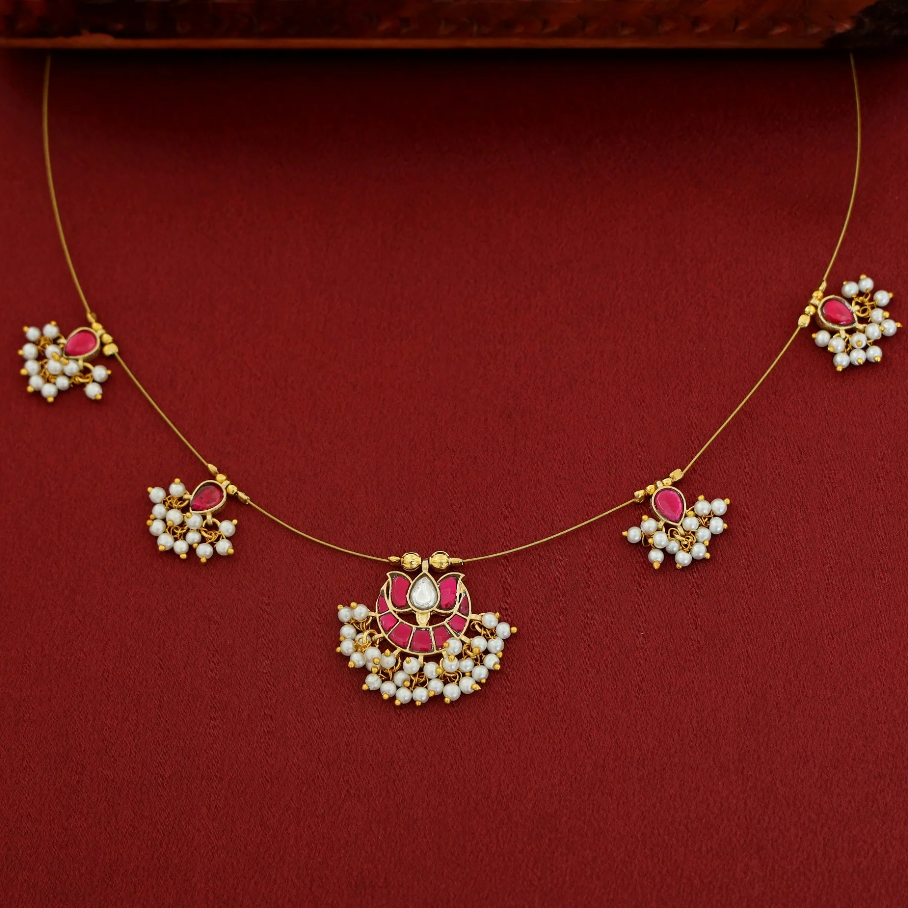 Arushi Lotus Pearl String Neckpiece - Image 5