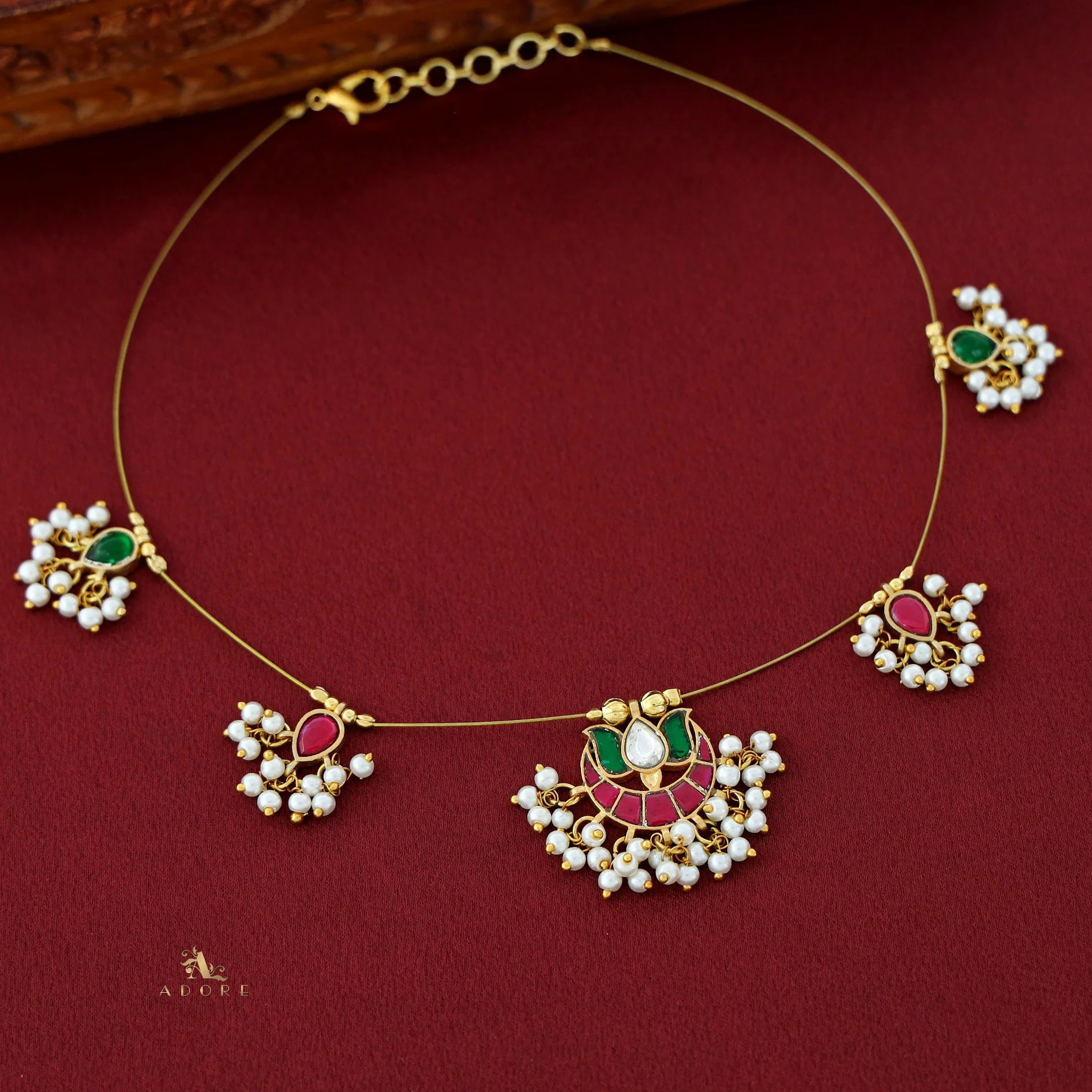 Arushi Lotus Pearl String Neckpiece - Image 6