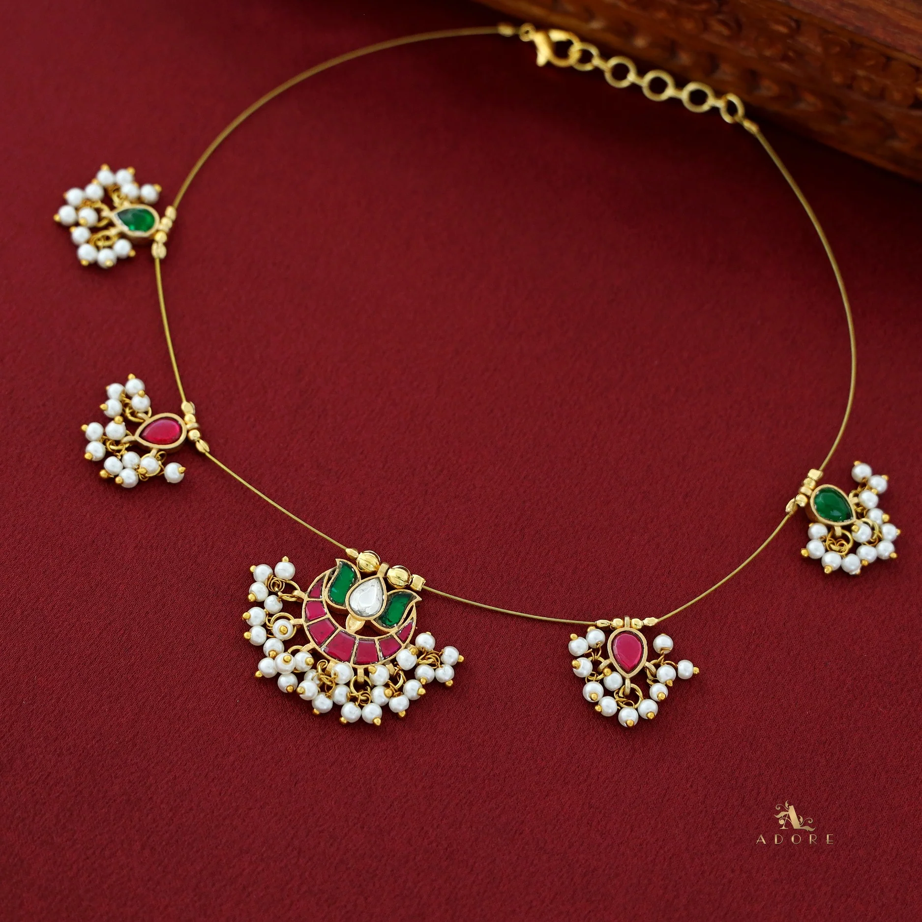 Arushi Lotus Pearl String Neckpiece - Image 7