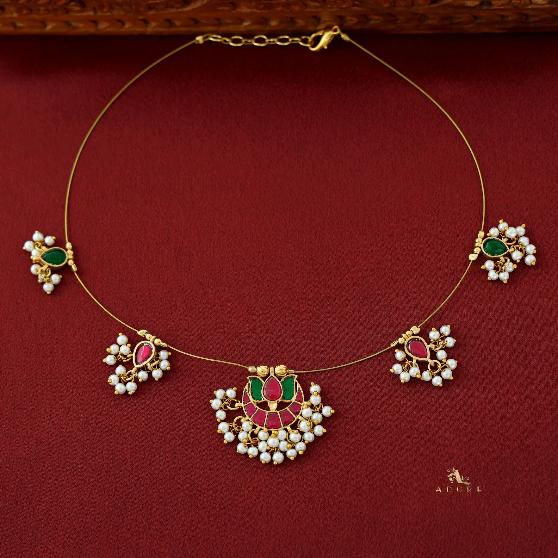 Arushi Lotus Pearl String Neckpiece - Image 8
