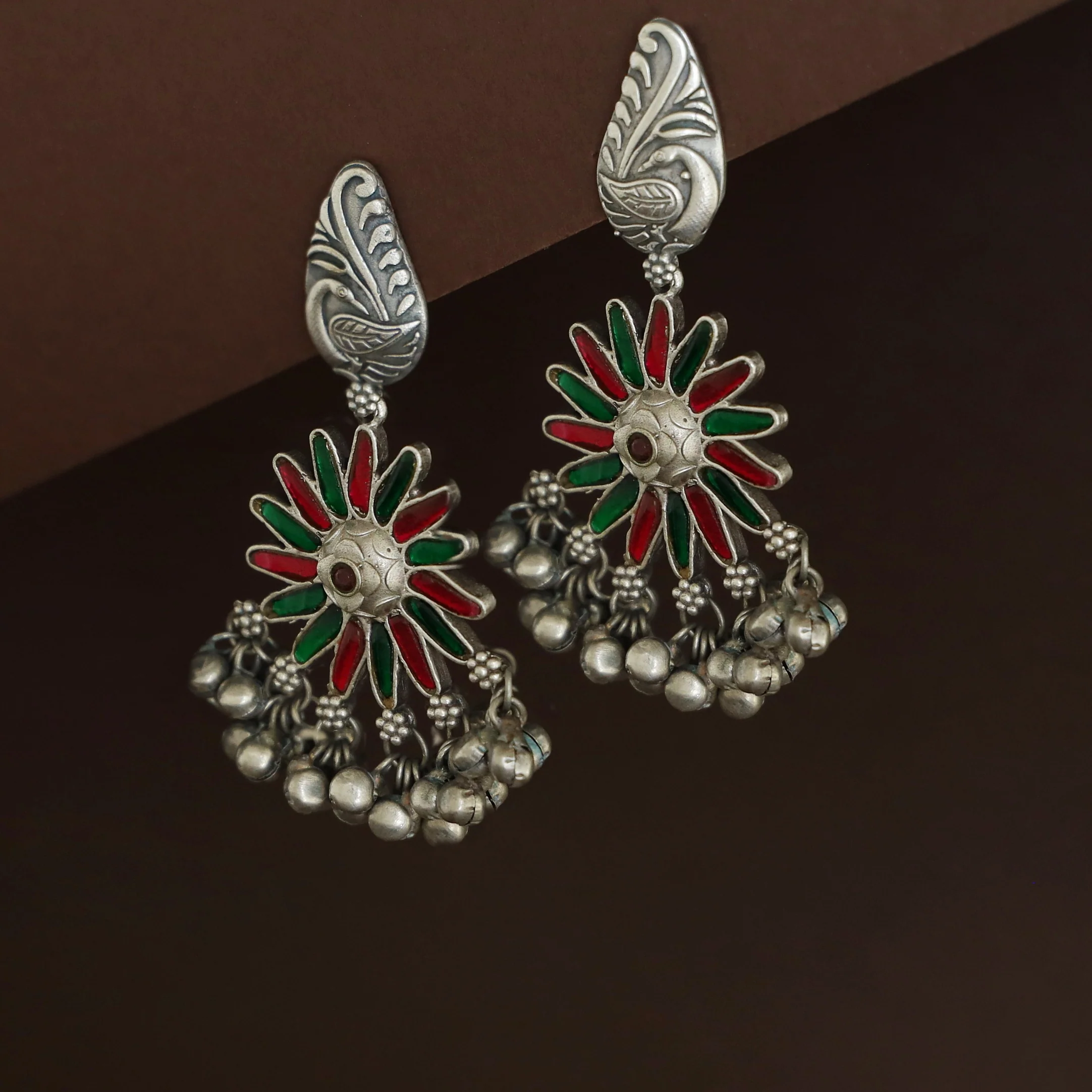Shanika Mayura Flower Ghungroo Earring - Image 2