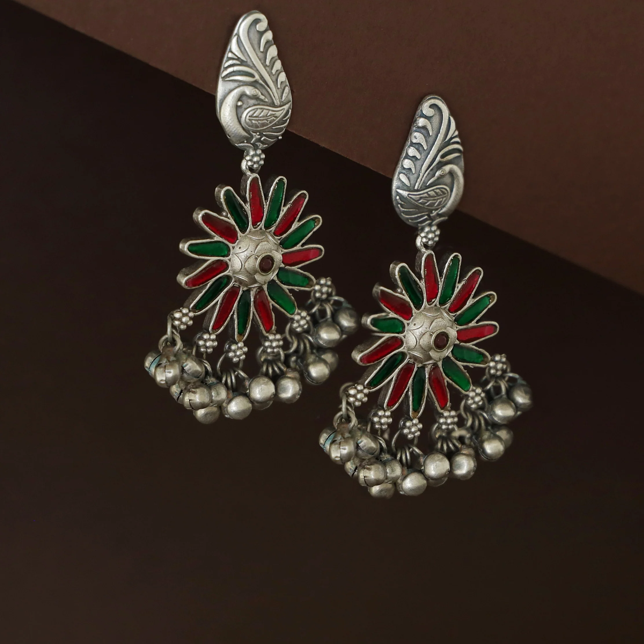 Shanika Mayura Flower Ghungroo Earring - Image 3