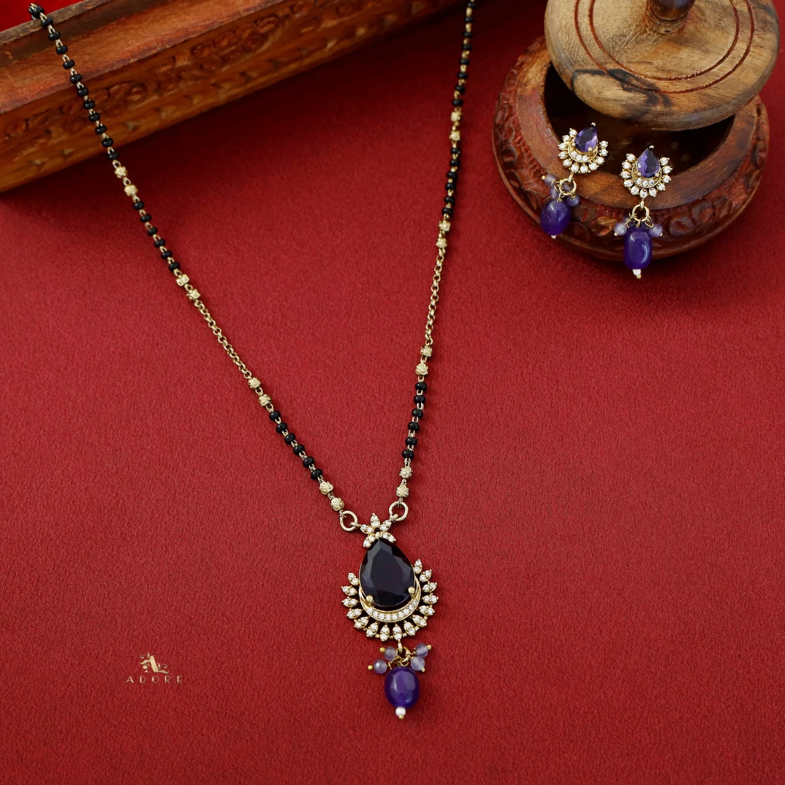 Aswani Mangalsutra Short Neckpiece With Earring - Image 11