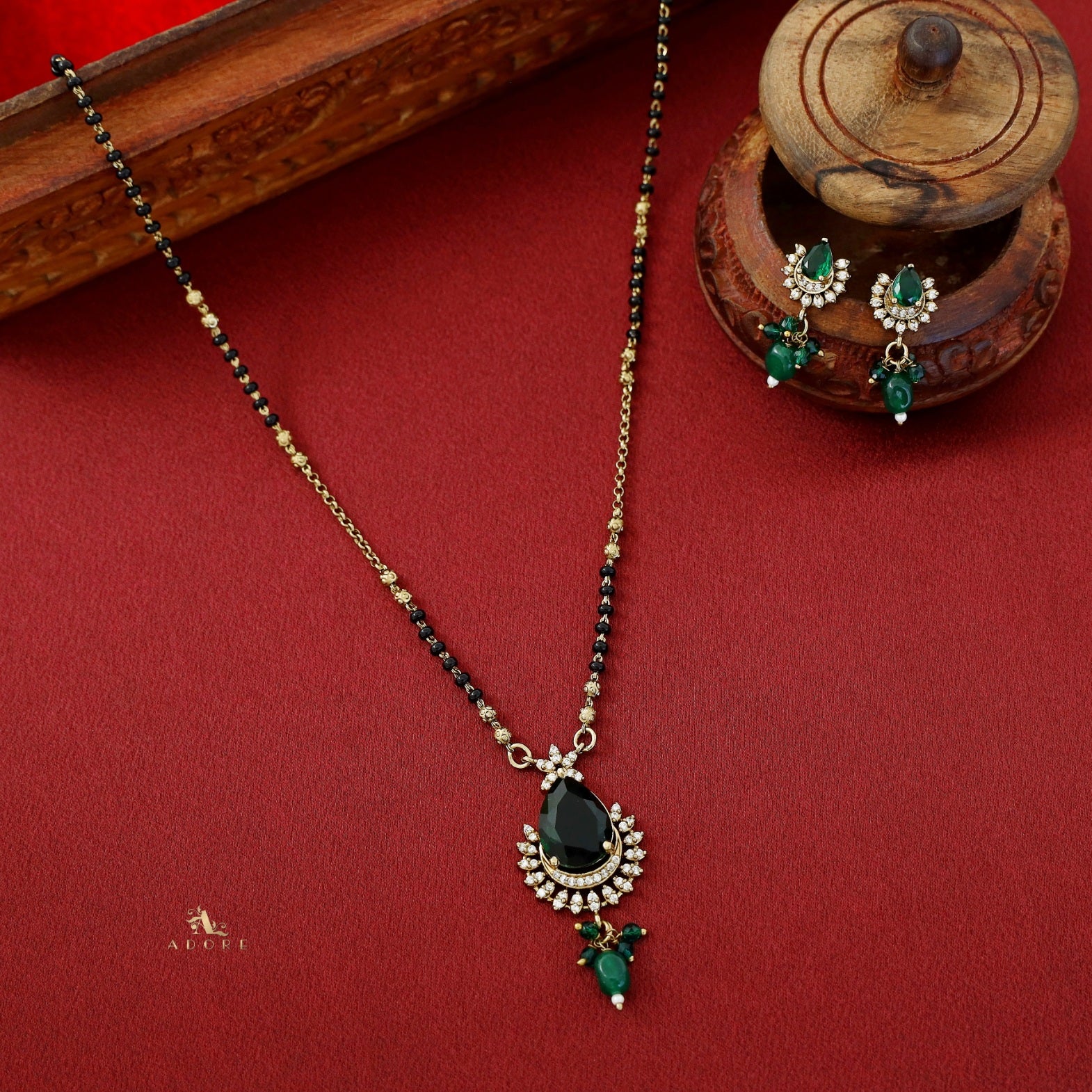 Aswani Mangalsutra Short Neckpiece With Earring - Image 4
