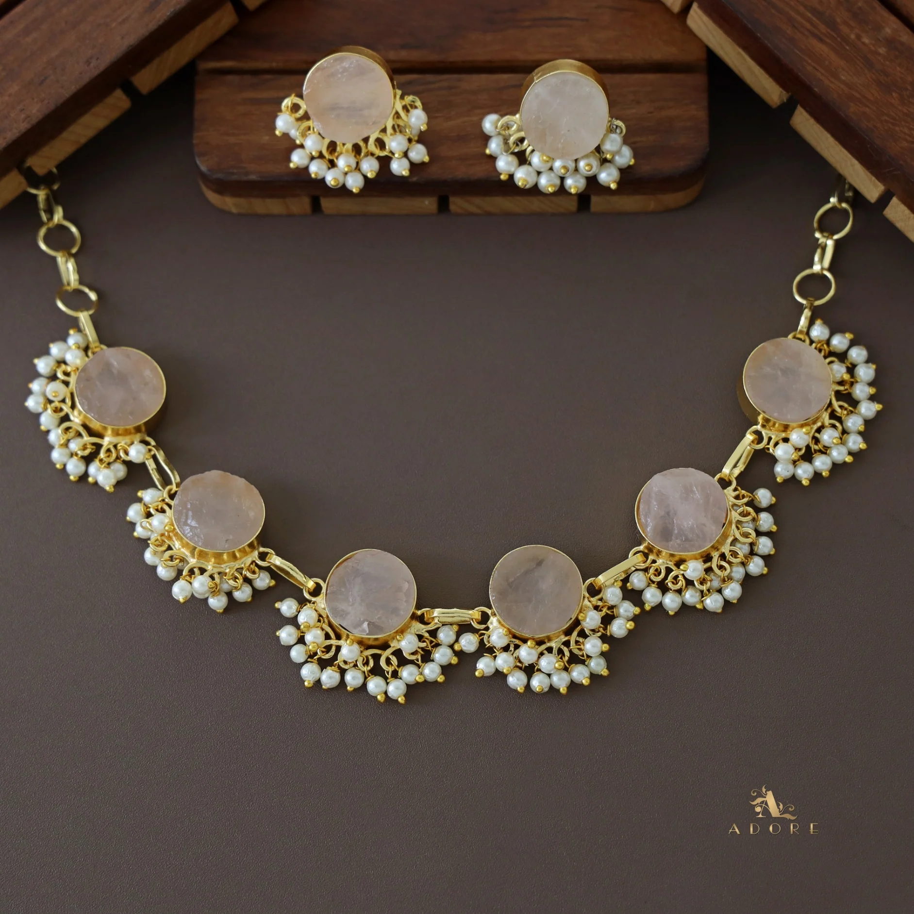 Athenea Half Pearl Neckpiece With Stud - Image 14