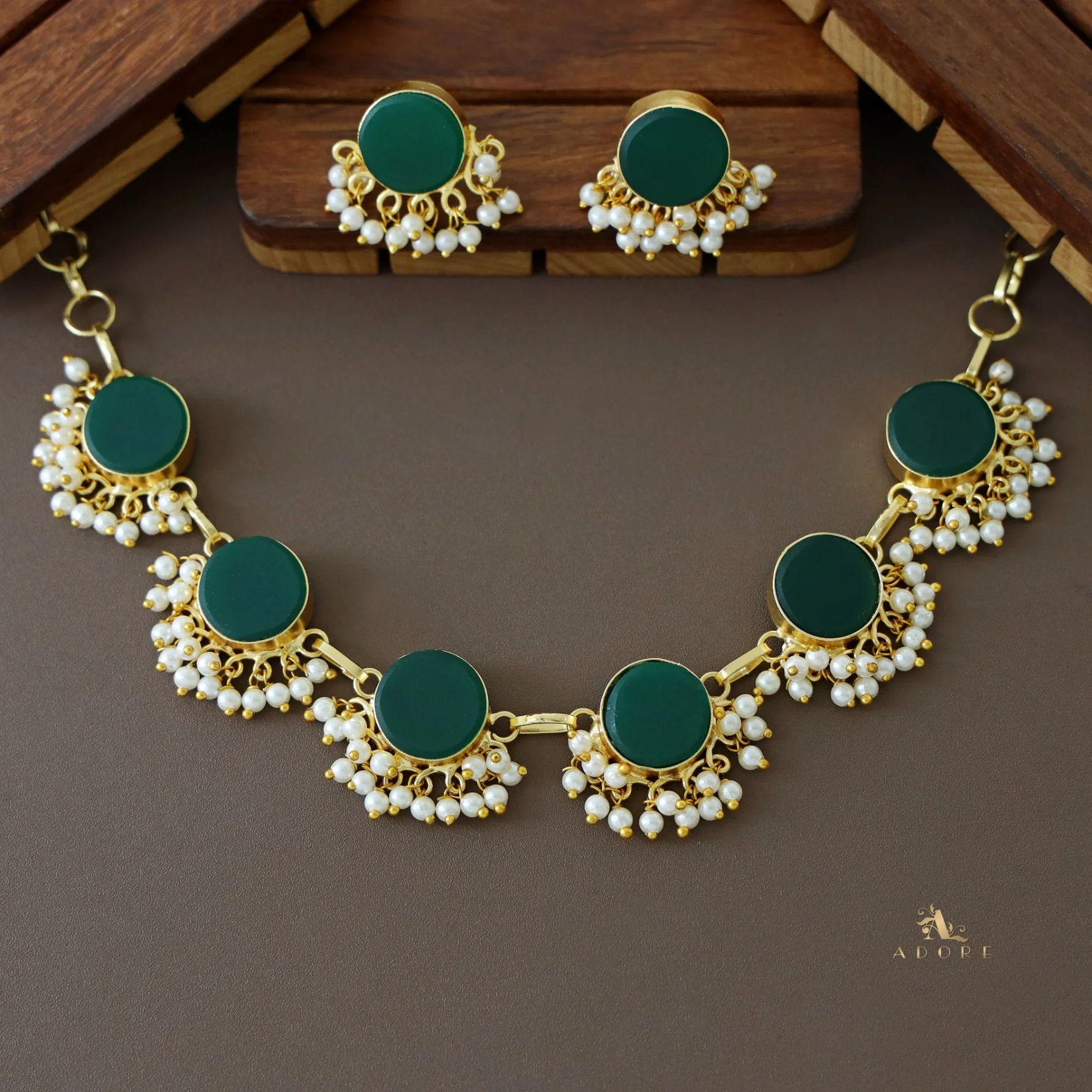 Athenea Half Pearl Neckpiece With Stud - Image 19