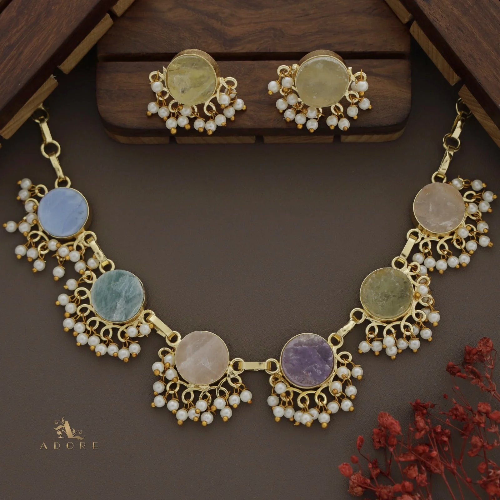 Athenea Half Pearl Neckpiece With Stud - Image 2