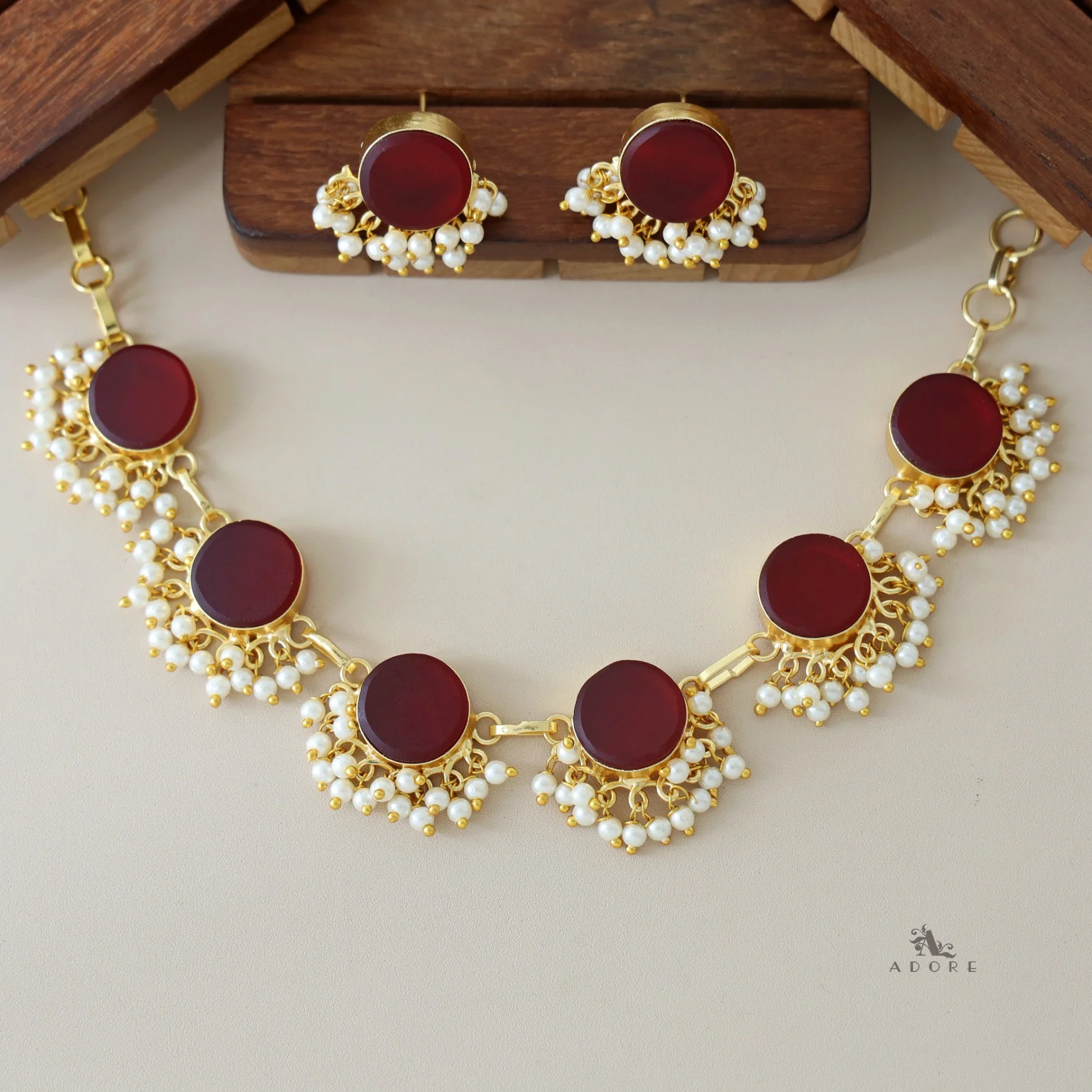 Athenea Half Pearl Neckpiece With Stud - Image 20