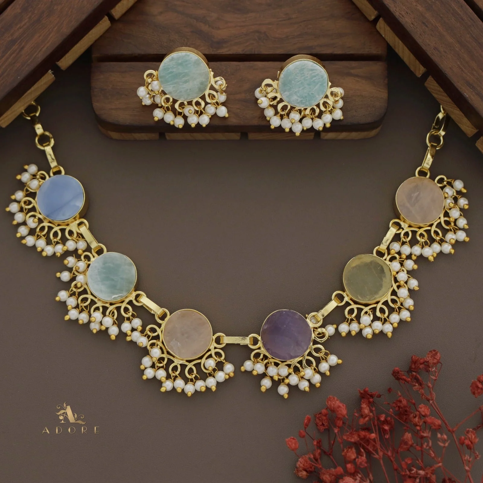 Athenea Half Pearl Neckpiece With Stud - Image 3