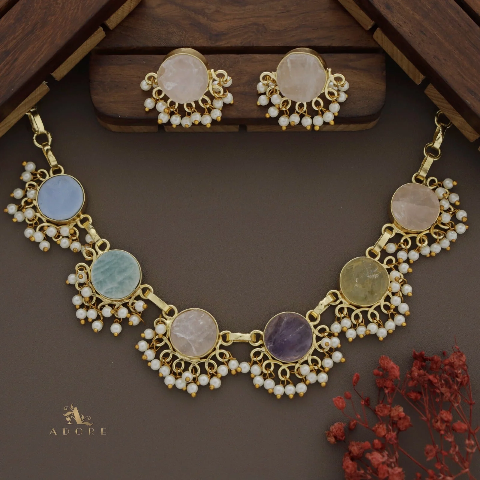 Athenea Half Pearl Neckpiece With Stud - Image 4
