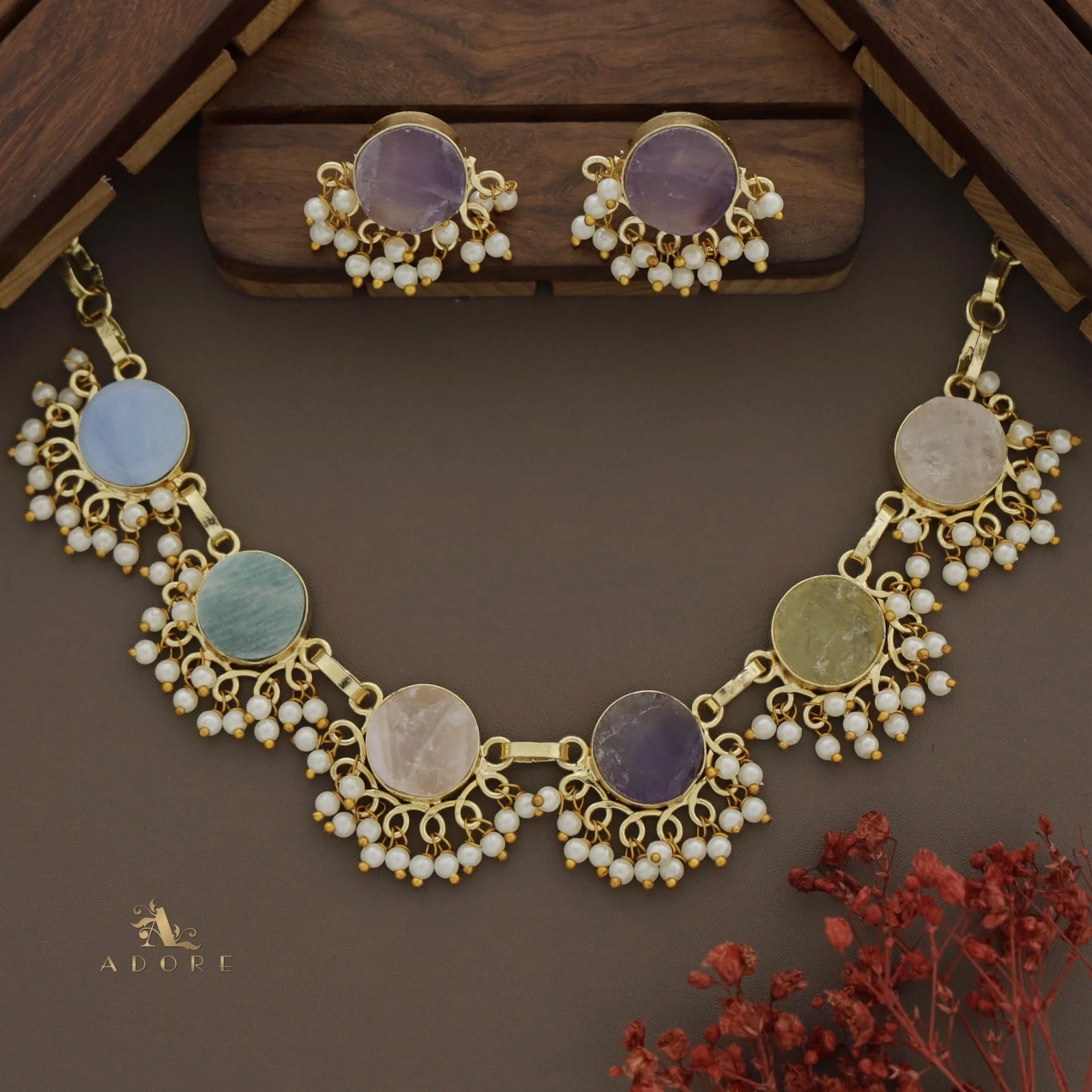 Athenea Half Pearl Neckpiece With Stud - Image 5