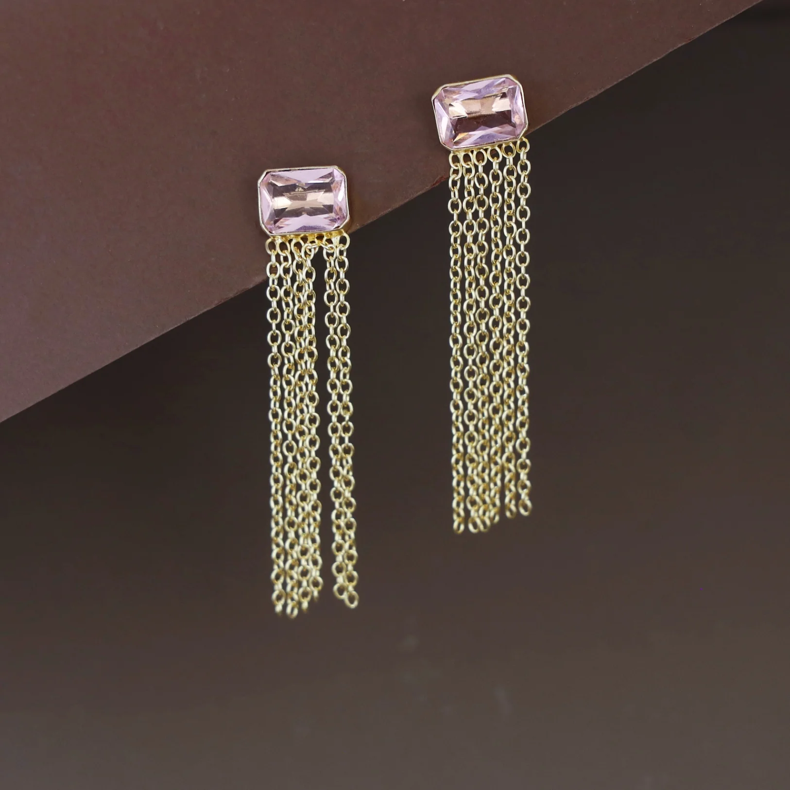 Auralia Chainy Tassel Rectangle Glossy Earring - Image 11