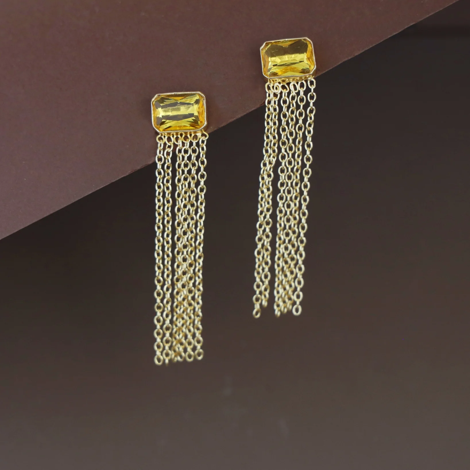Auralia Chainy Tassel Rectangle Glossy Earring - Image 12