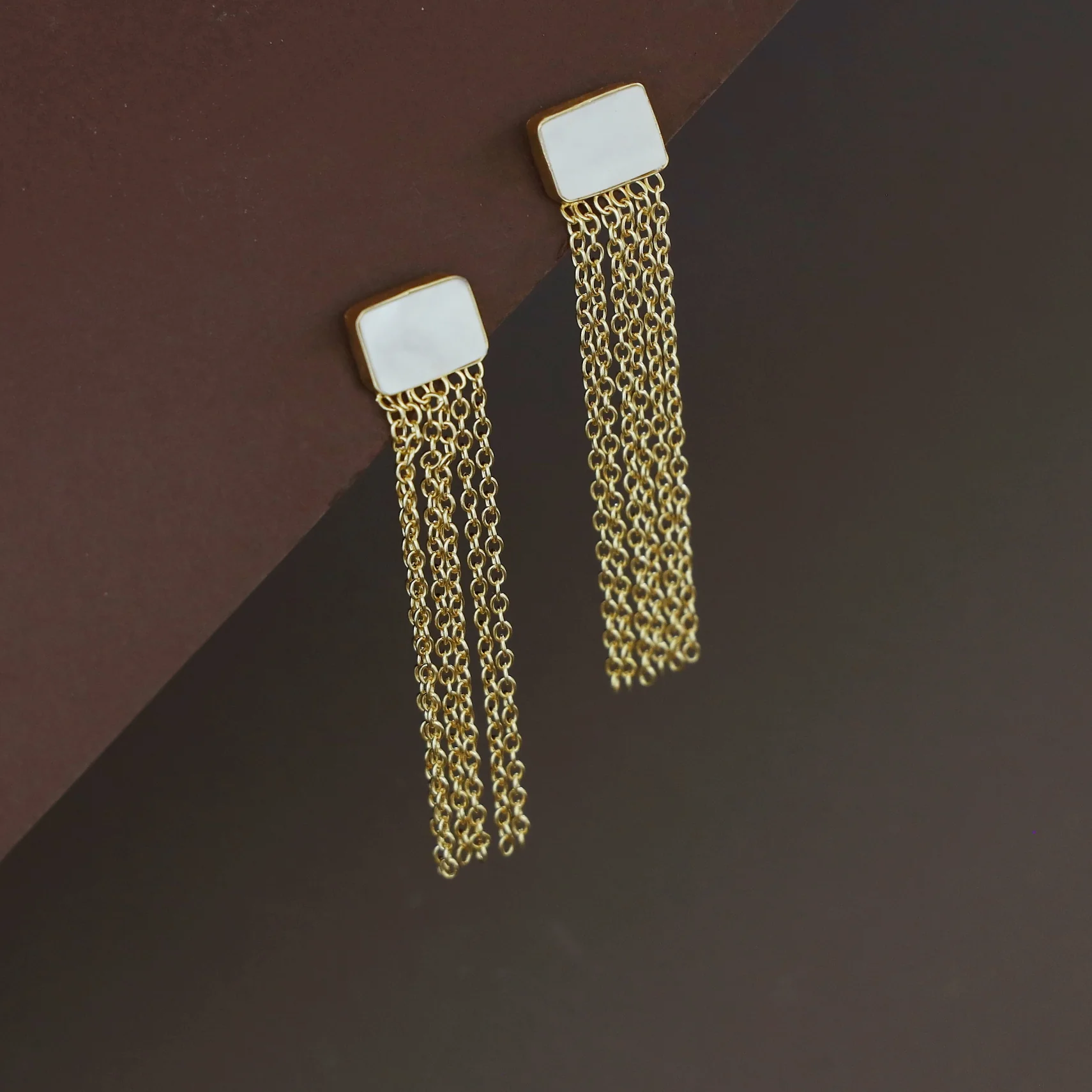 Auralia Chainy Tassel Rectangle Glossy Earring - Image 13