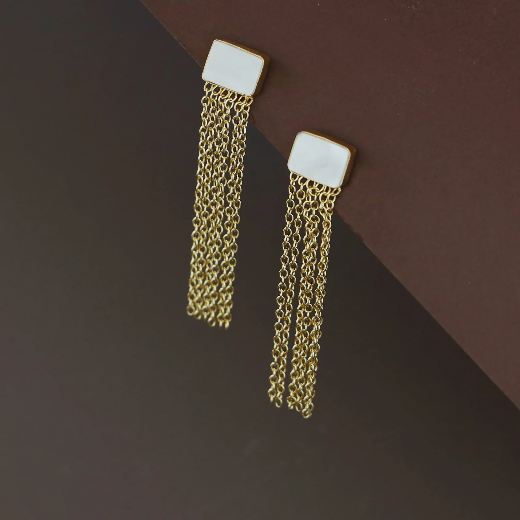 Auralia Chainy Tassel Rectangle Glossy Earring - Image 14