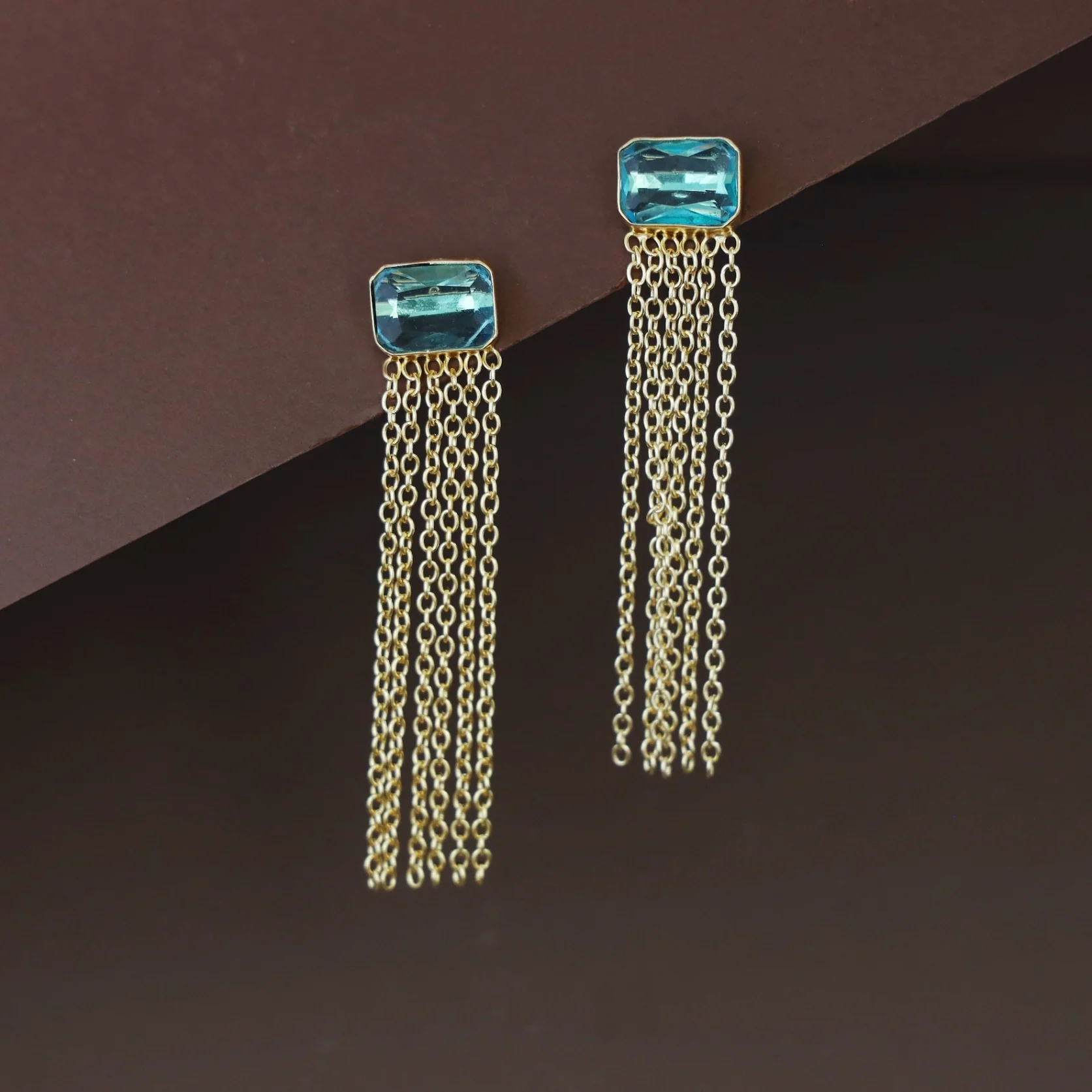 Auralia Chainy Tassel Rectangle Glossy Earring - Image 3