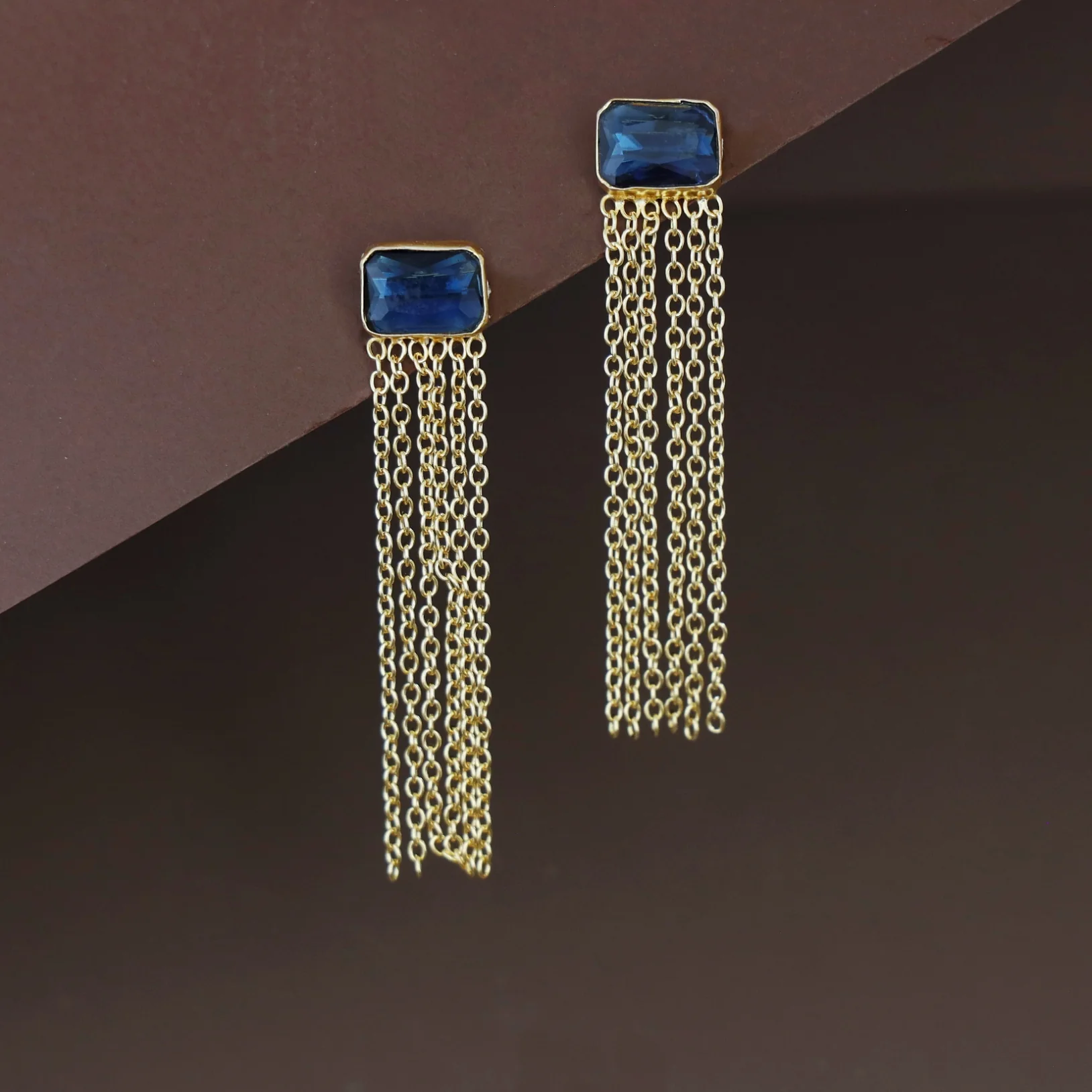 Auralia Chainy Tassel Rectangle Glossy Earring - Image 4