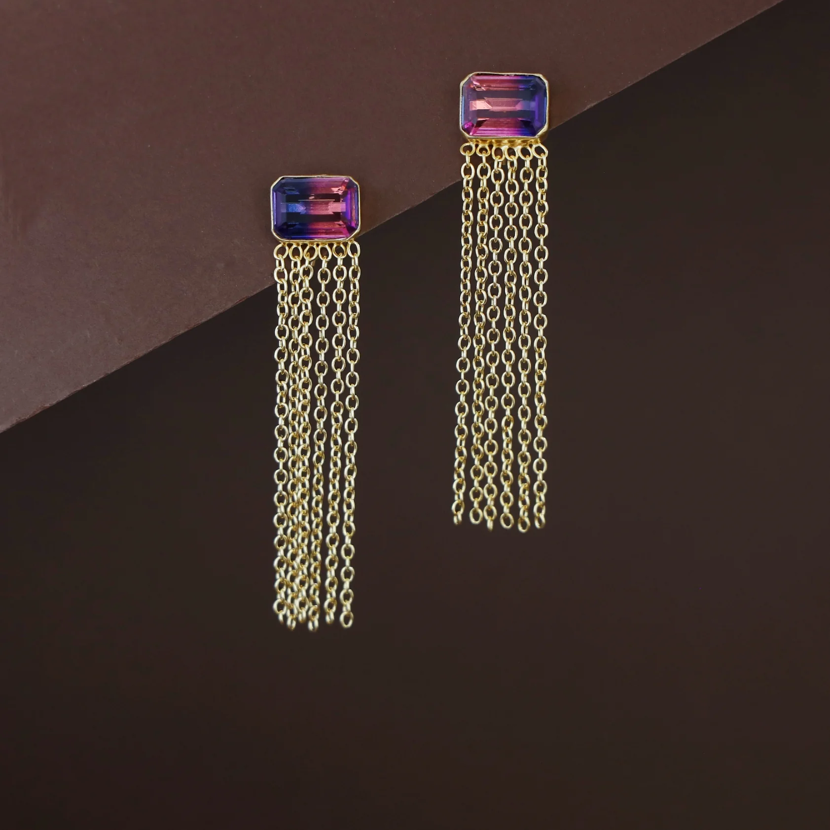 Auralia Chainy Tassel Rectangle Glossy Earring - Image 6