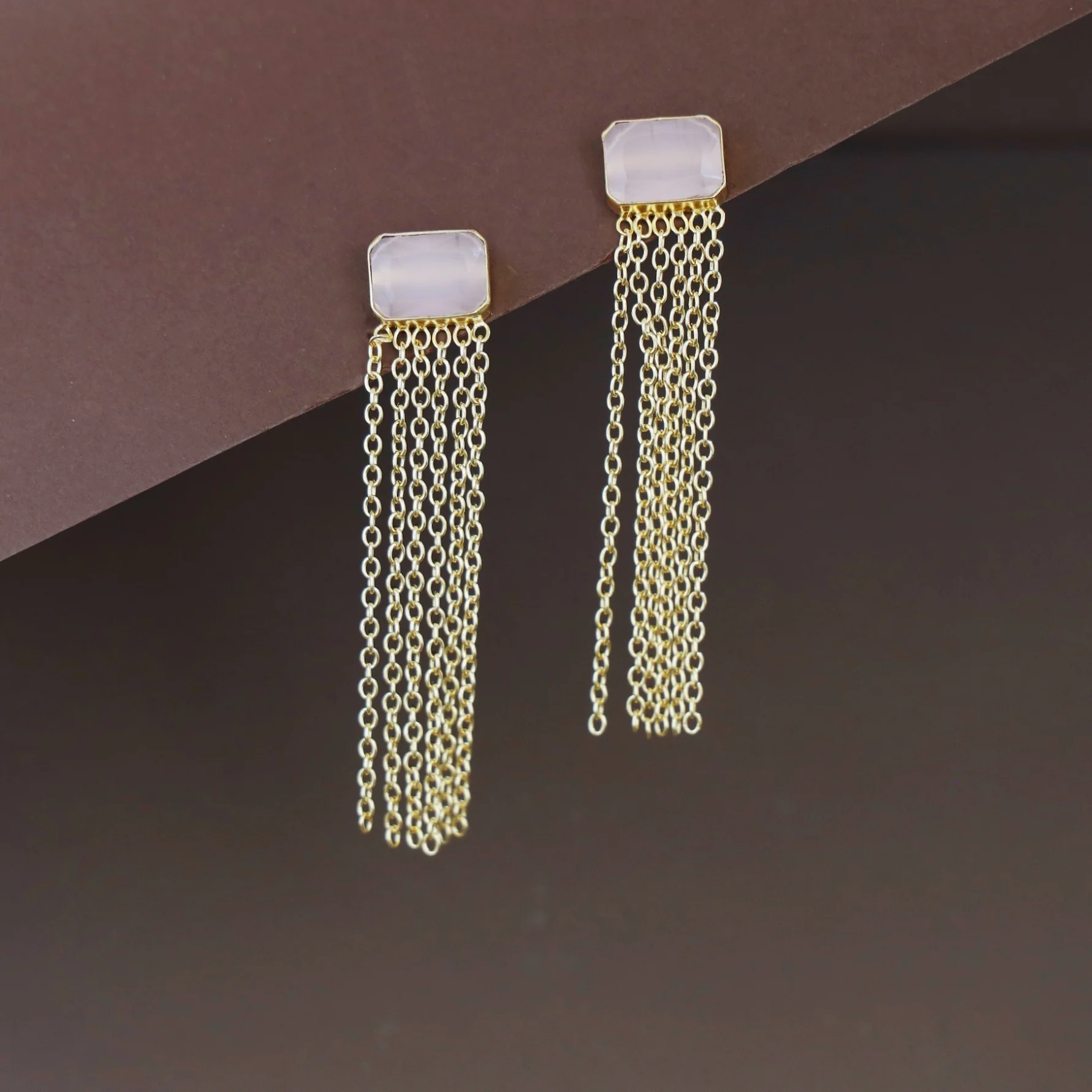 Auralia Chainy Tassel Rectangle Glossy Earring - Image 7