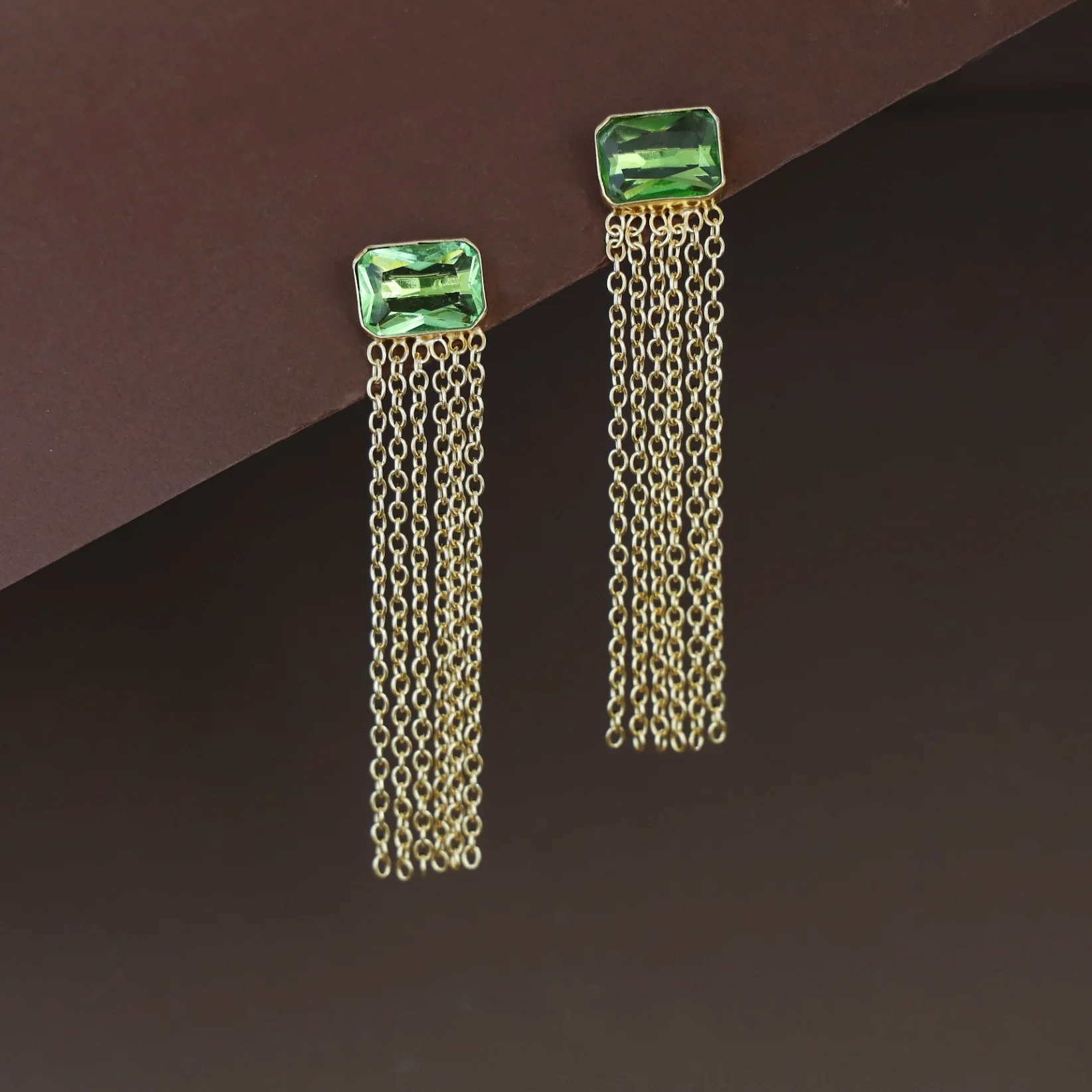 Auralia Chainy Tassel Rectangle Glossy Earring - Image 9